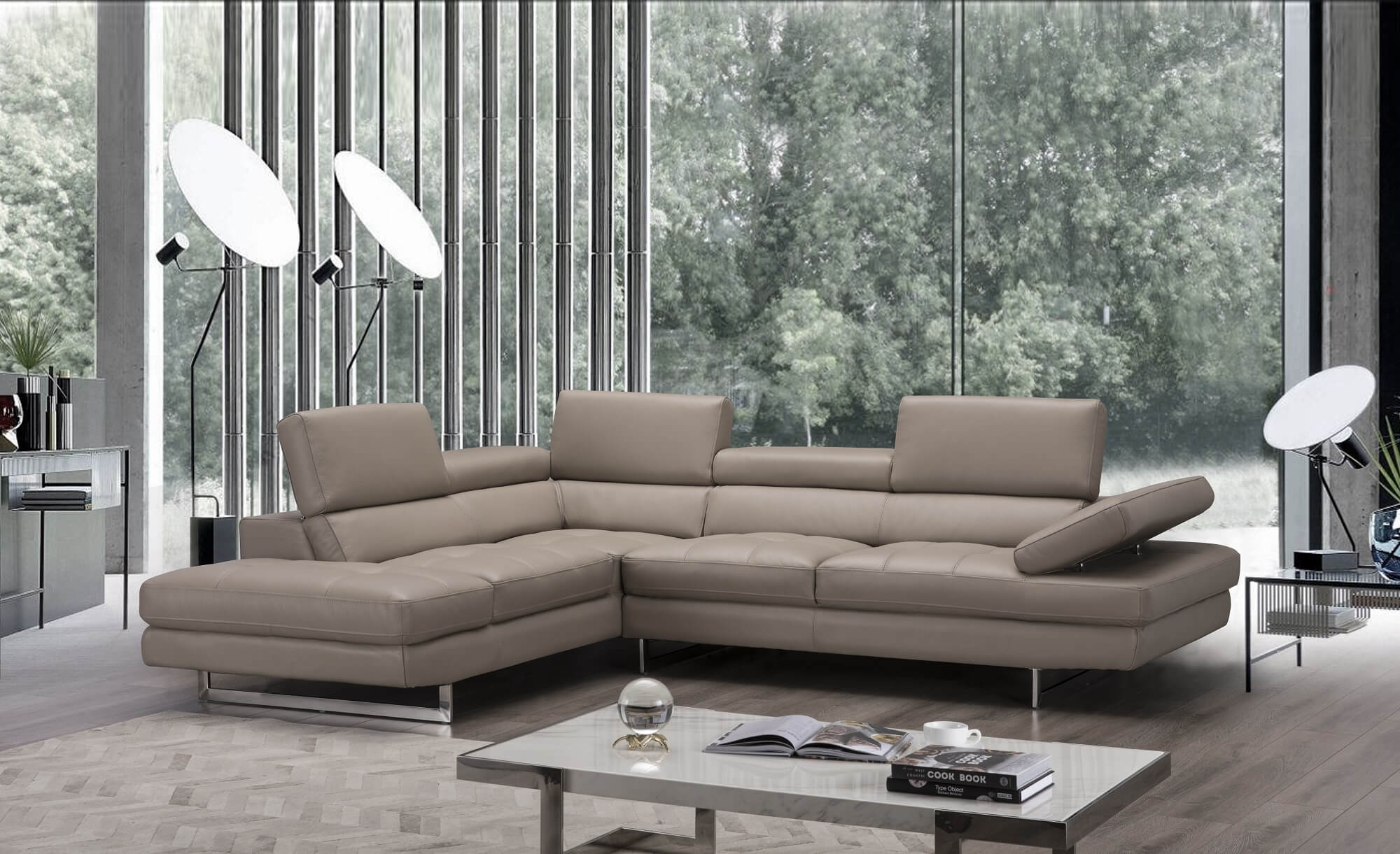 A761 Italian Leather Sectional, Left Hand Facing
