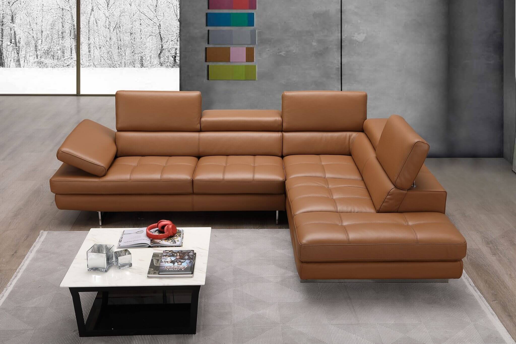 A761 Italian Leather Sectional