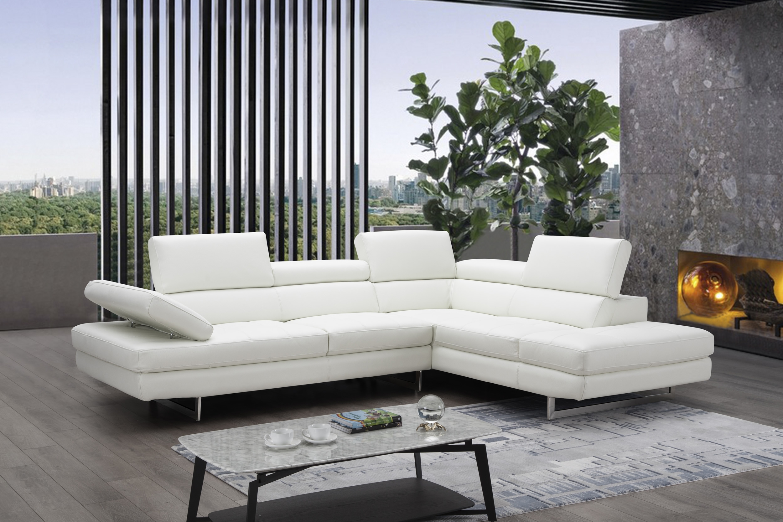 A761 Italian Leather Sectional, Right Hand Facing
