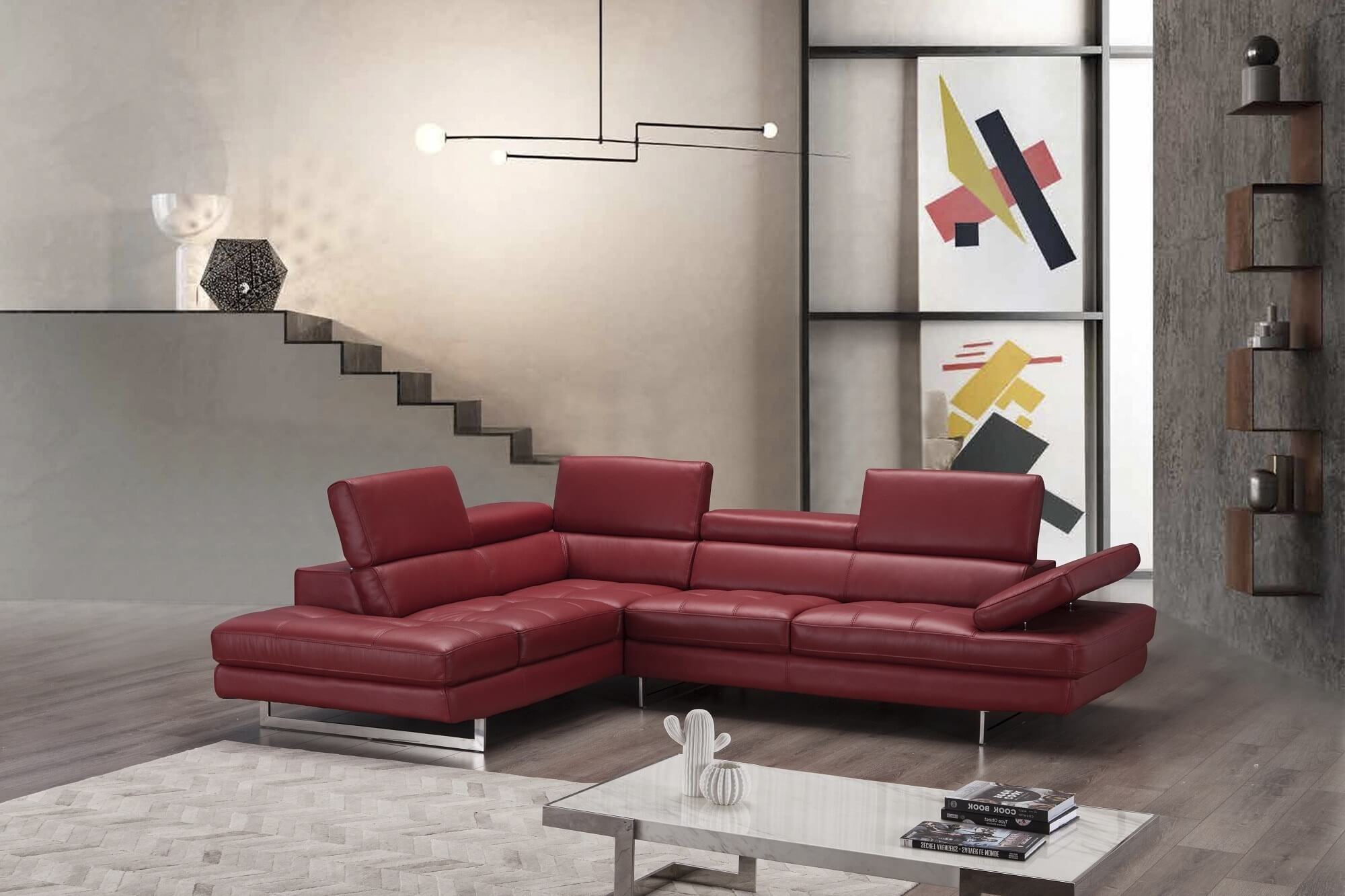 A761 Italian Leather Sectional, Left Hand Facing
