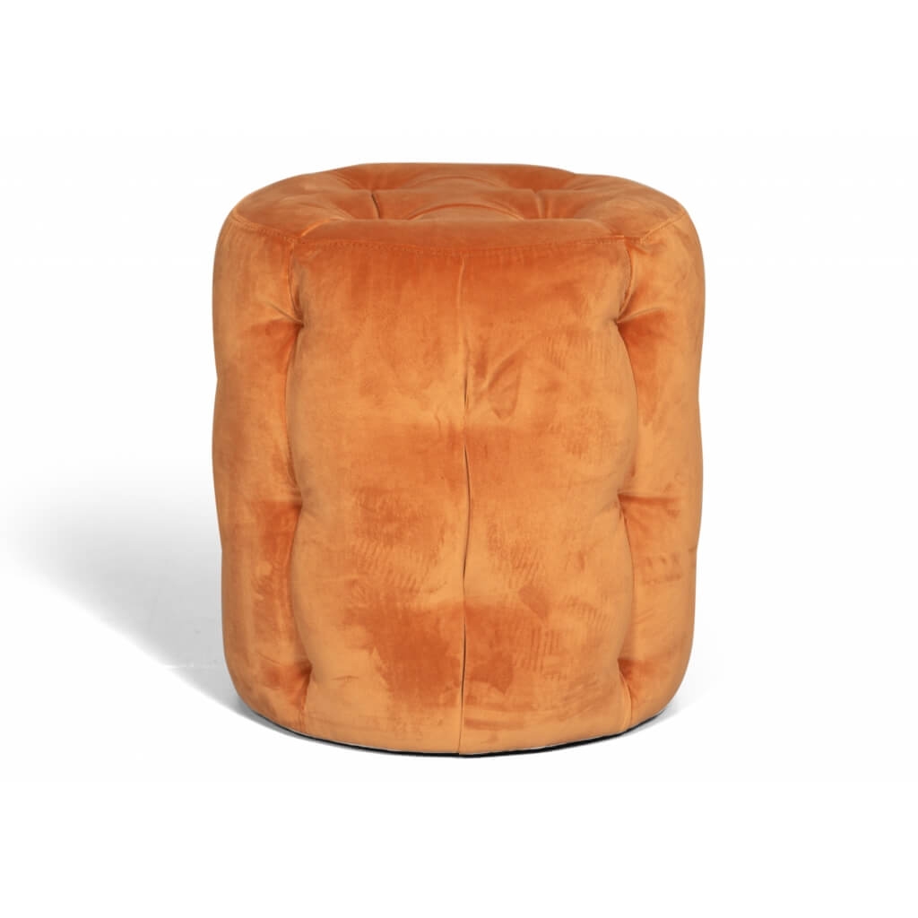 Gaia Fabric/Leather Small Round Tufted Ottoman