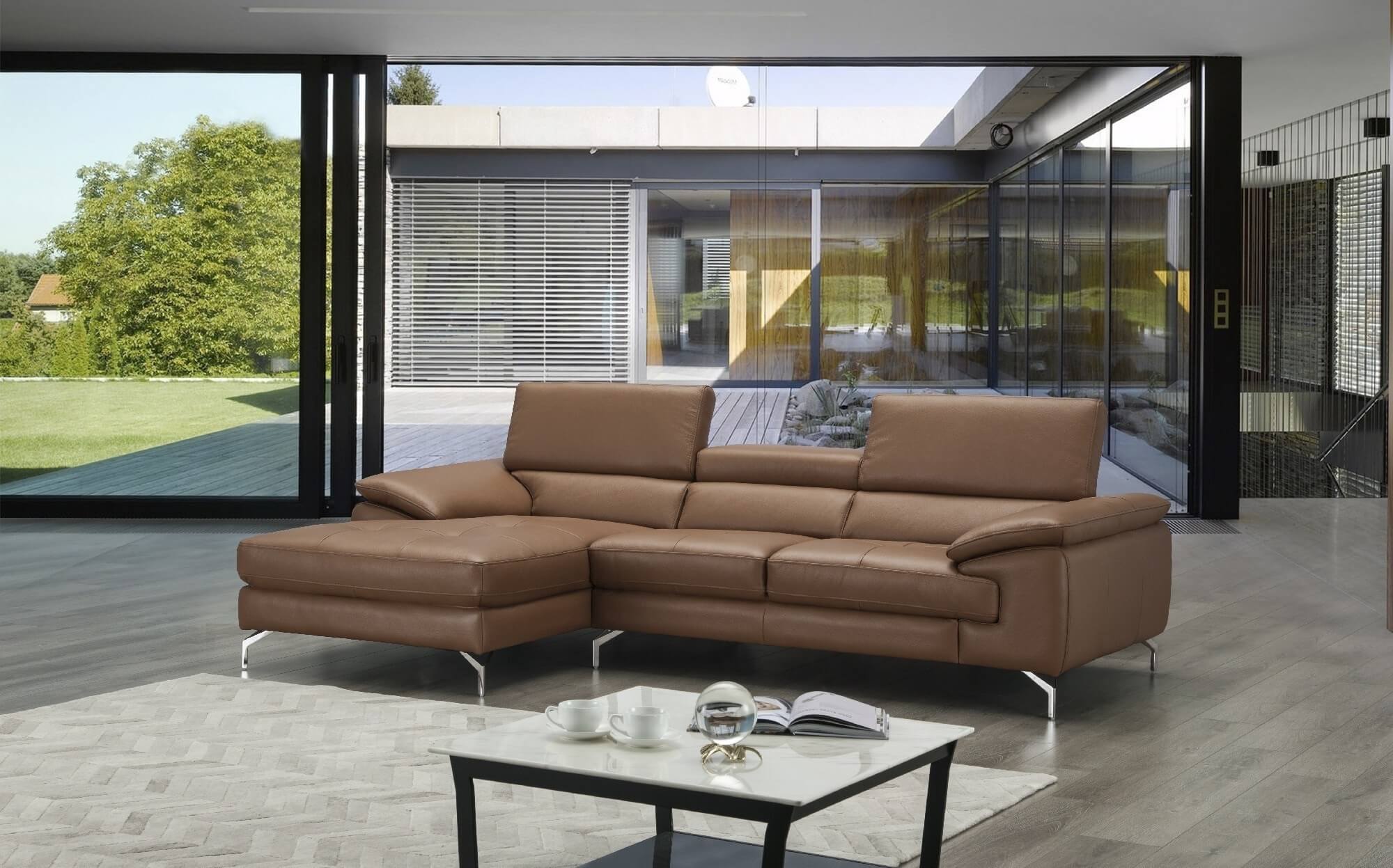 A973b Premium Leather Sectional in Freesia