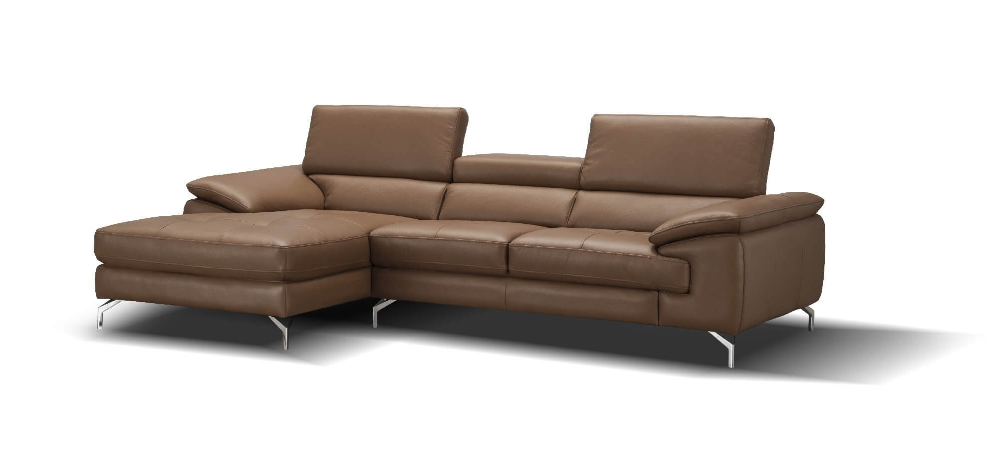 A973B Italian Leather Mini Sectional Left Facing Chaise In Caramel