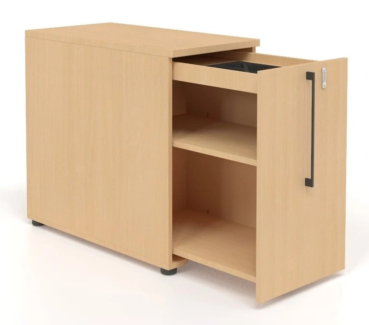 Boxi Office Lockable Storage Tower w/2 Shelves & Pencil Tray