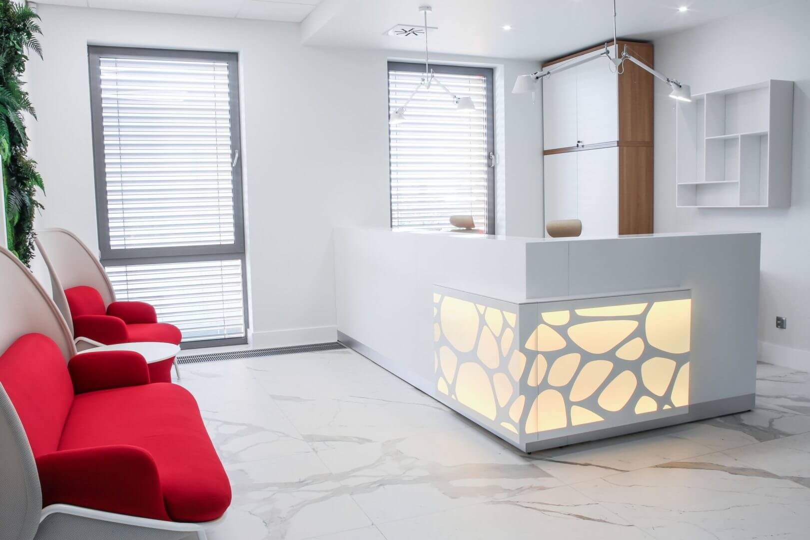 ORGANIC L-Shaped Reception Desk w/RGB Light