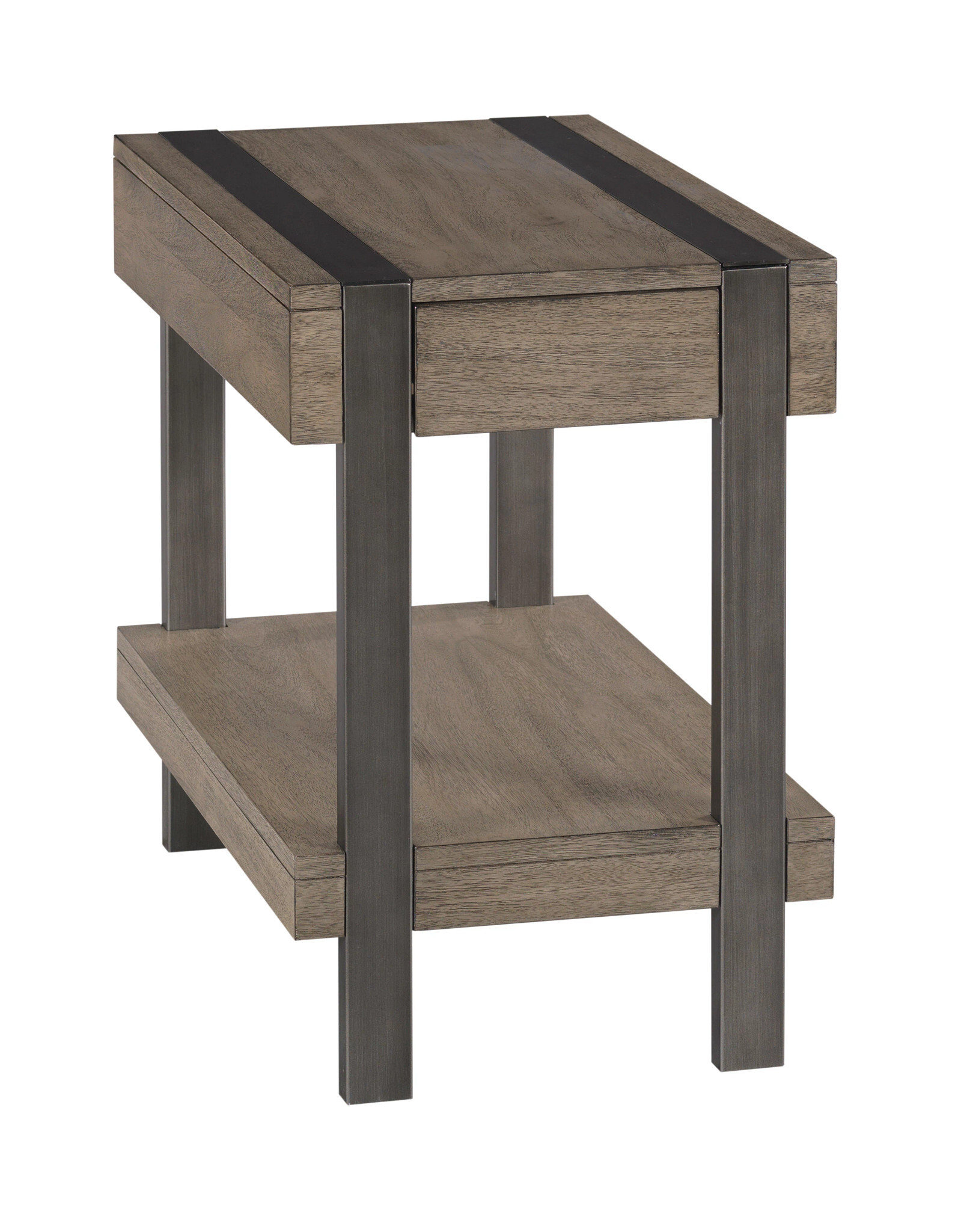 Sandler Rectangular Wood/Metal Chairside Table w/Drawer