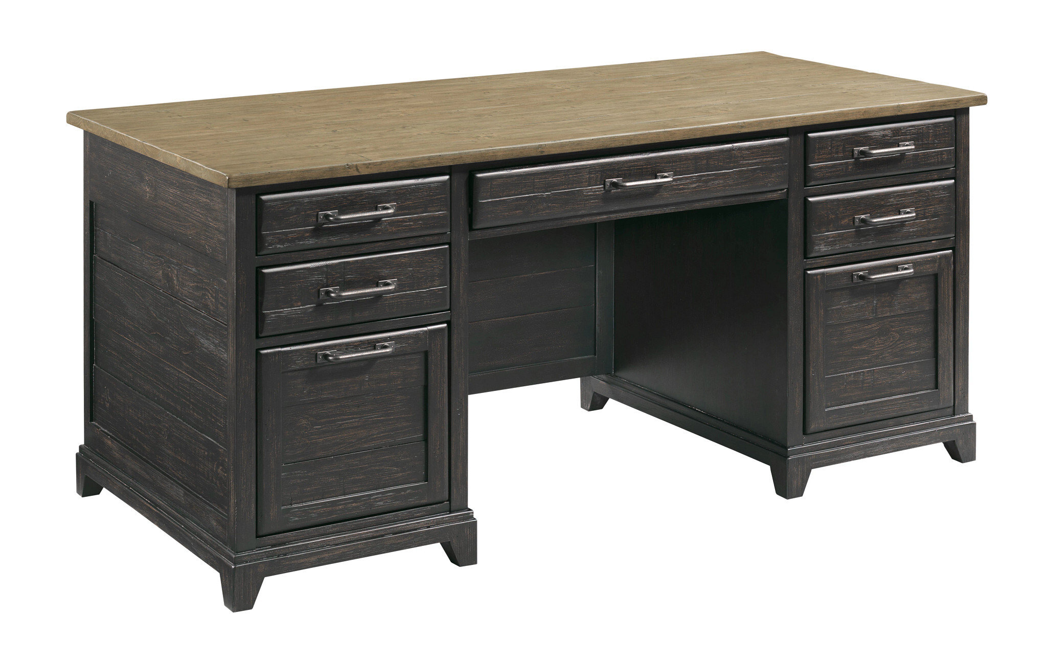 Plank Road Farmstead Rectangular Wood 7-Drawer Executive Desk