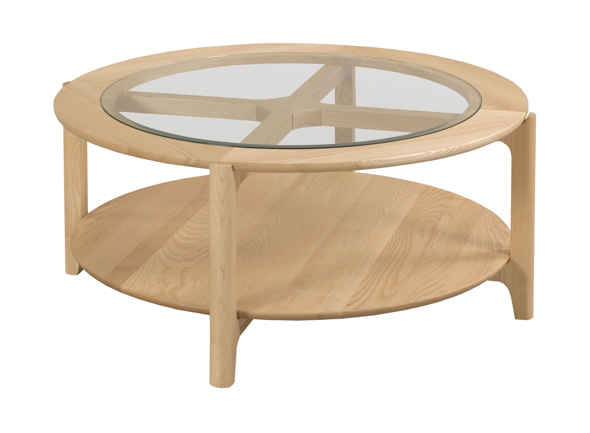 Essence Newport Round Wood/Glass Coffee Table Set