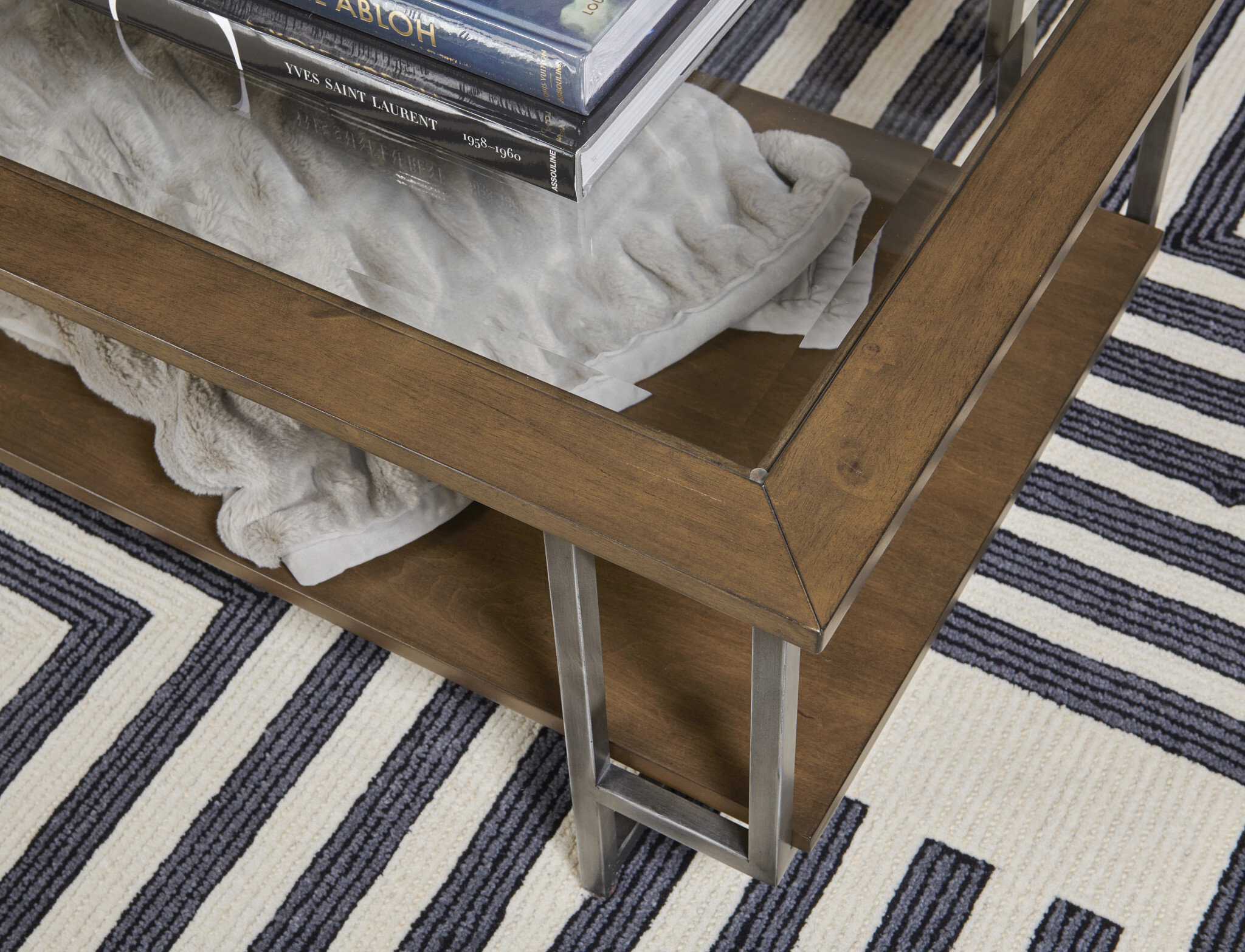 Ingrid Rectangular Wood/Glass/Metal Coffee Table