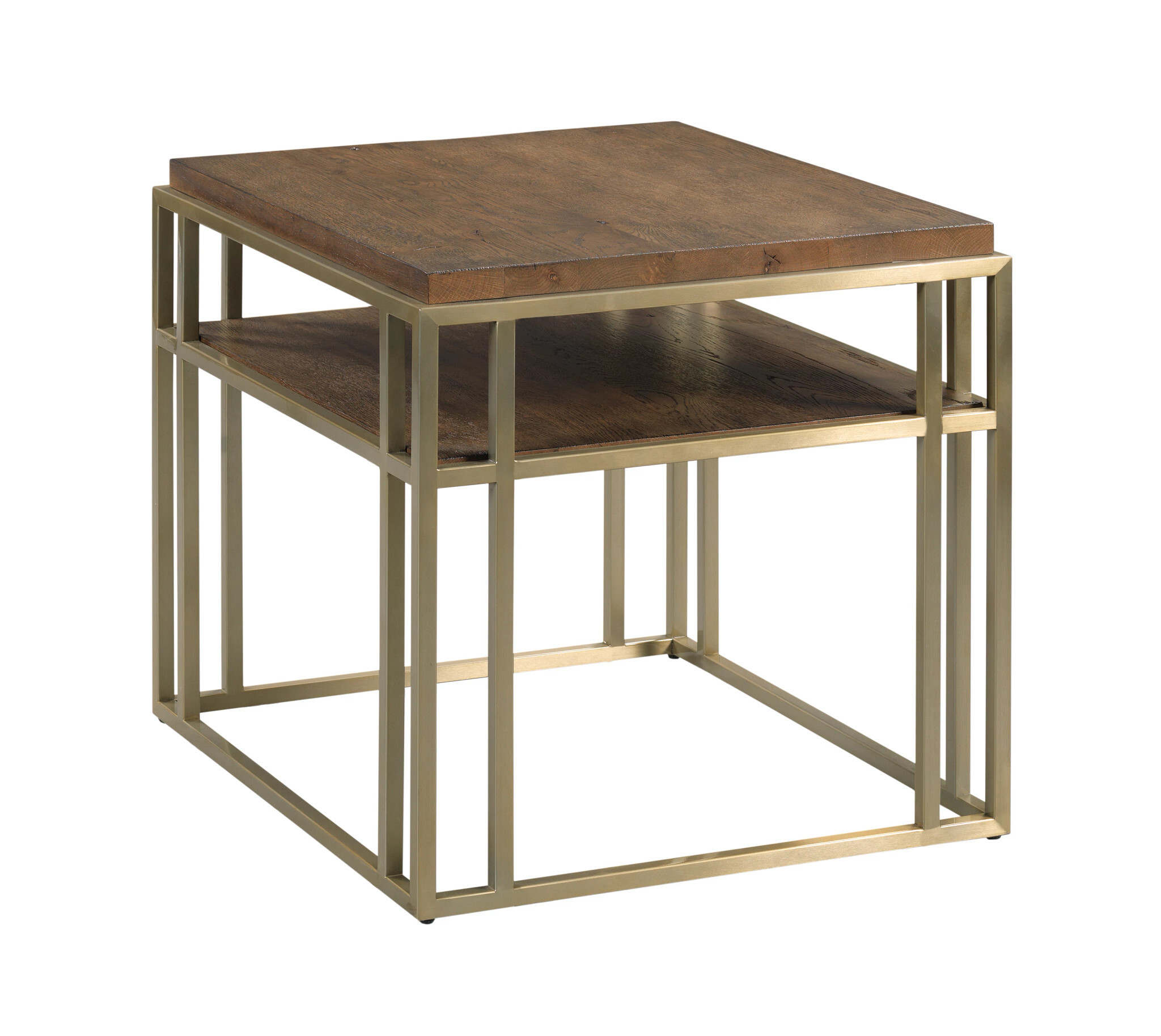 Brighton Acquisitions Square Wood/Metal Coffee Table Set