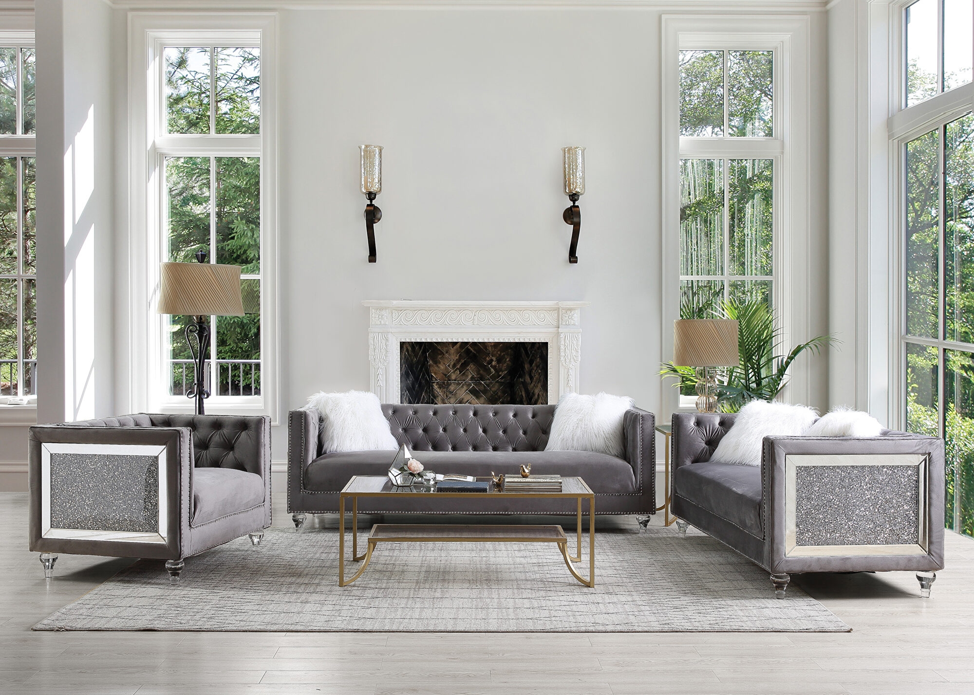 HeiberoII Velvet Tufted Living Room Set