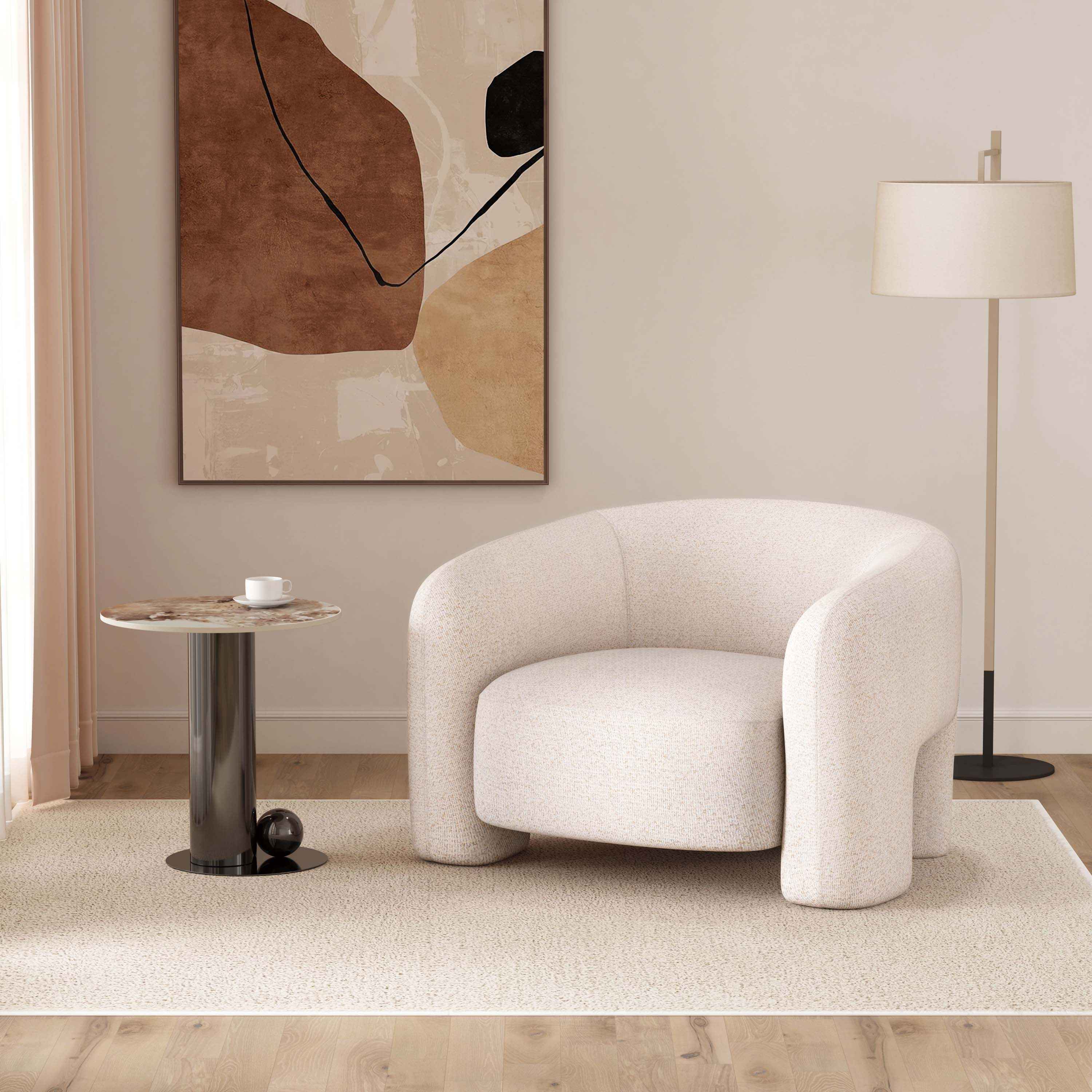 Sylvia Tweed Accent Armchair w/Accent Pillow