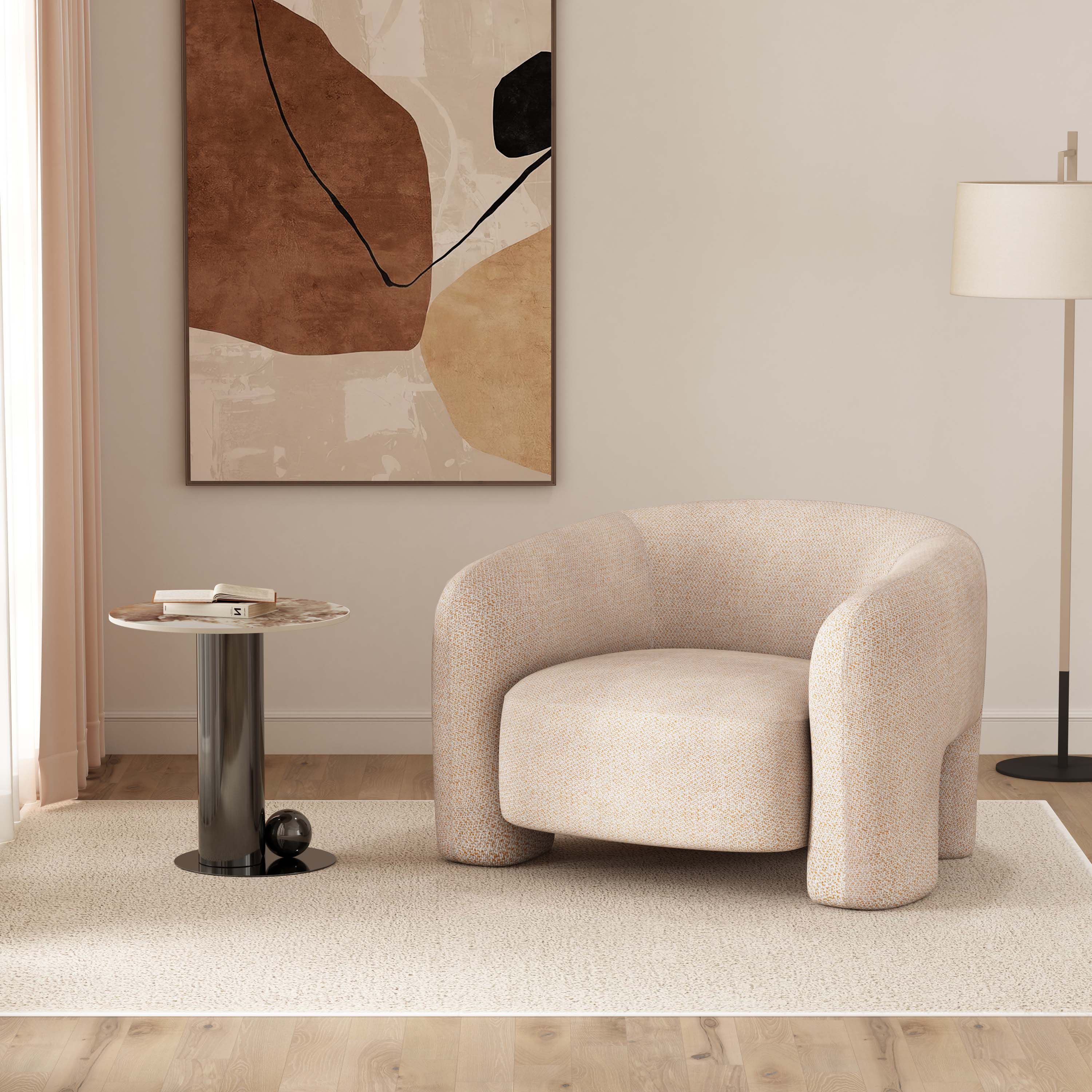 Sylvia Tweed Accent Armchair w/Accent Pillow