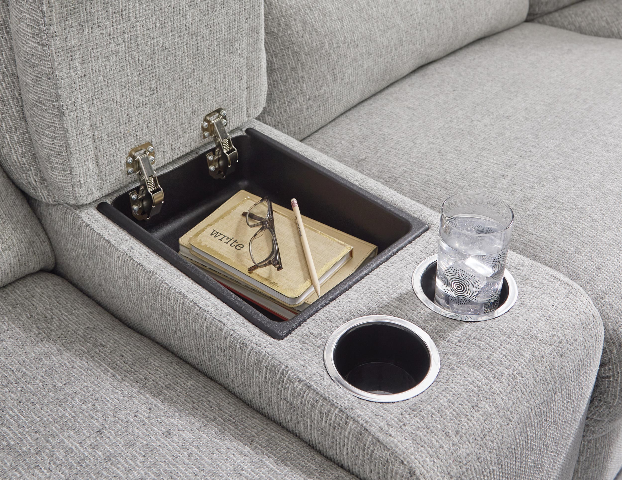  Ashley Barnsana Ash Power Reclining Loveseat with Console