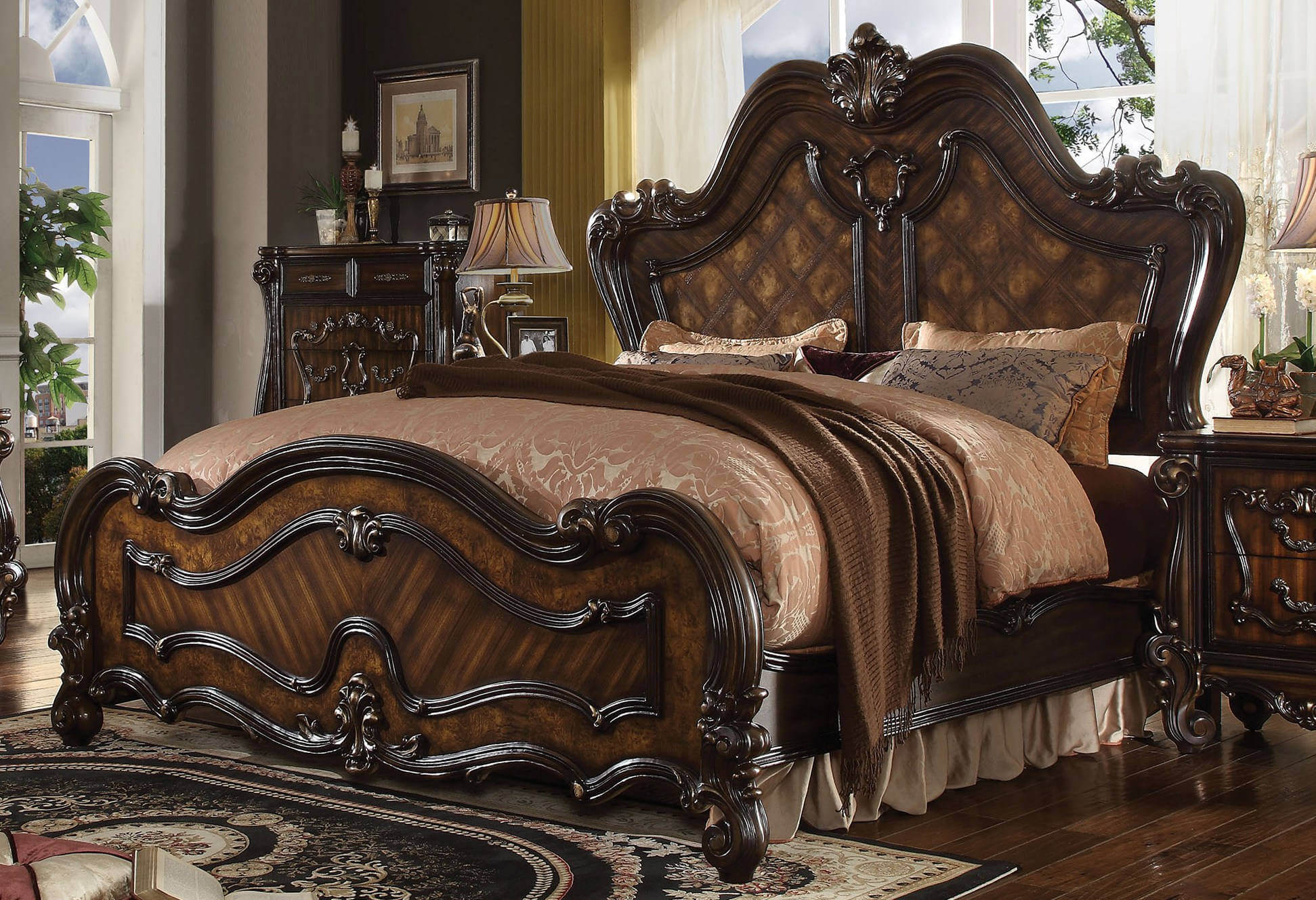 Versailles Queen Size Bed, Cherry Oak by Acme Furniture