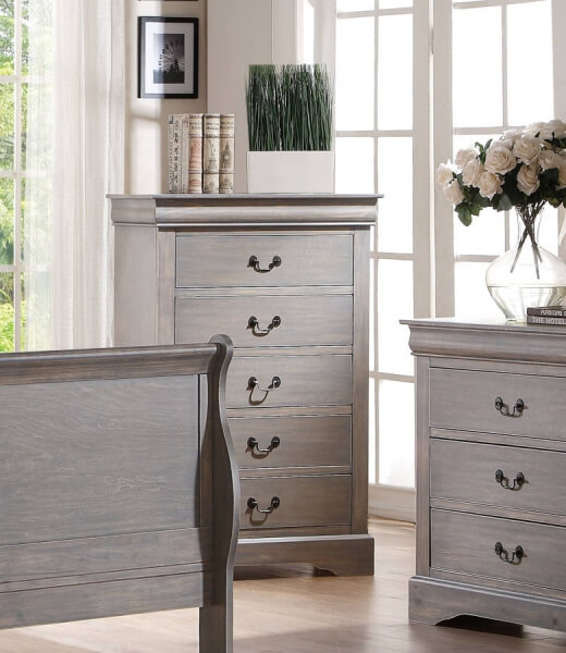 Louis Philippe III Chest, Antique Grey by ACME