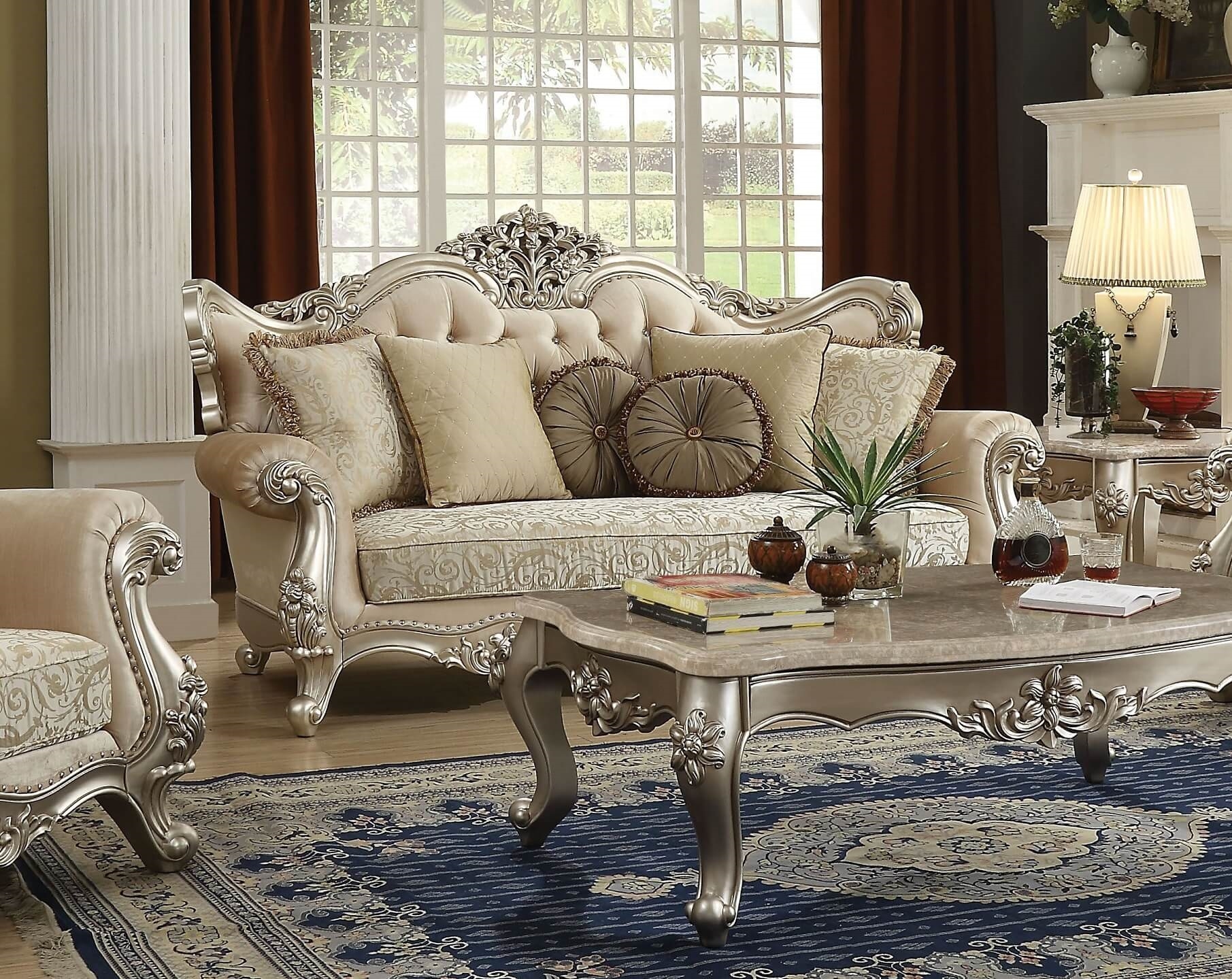 Bently Fabric Tufted Living Room Set