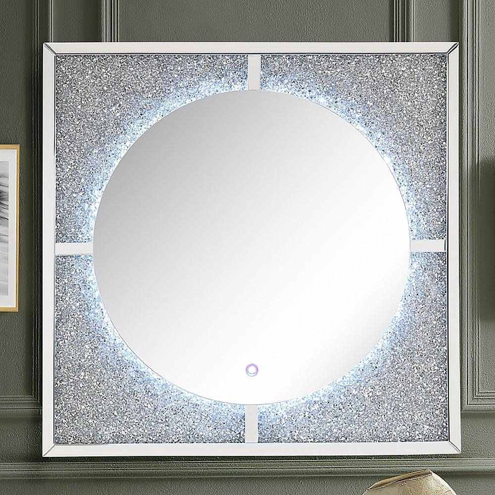 Nowles 97592 Mirrored/Faux Crystals Wall Mirror w/LED Light