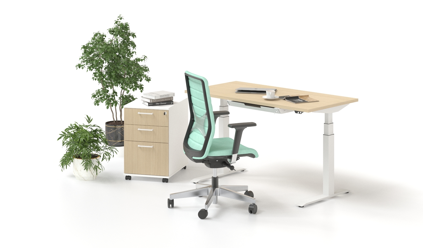 Active 55.1" Adjustable 3-Column Sit-Stand Office Desk