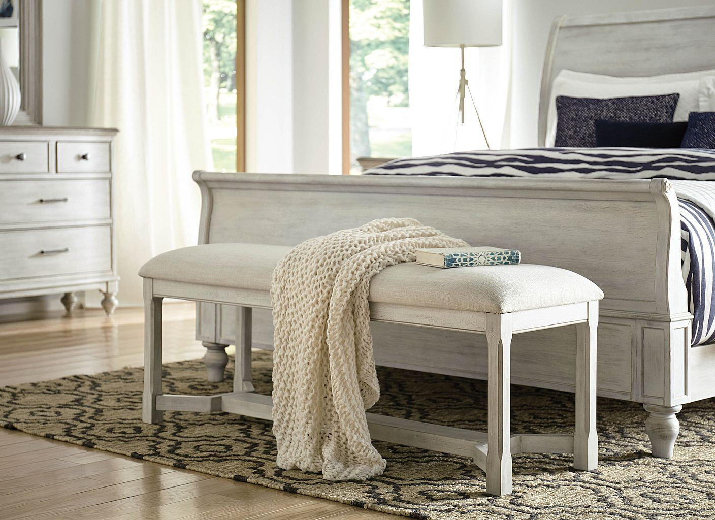 Litchfield Clayton Fabric/Wood Bench