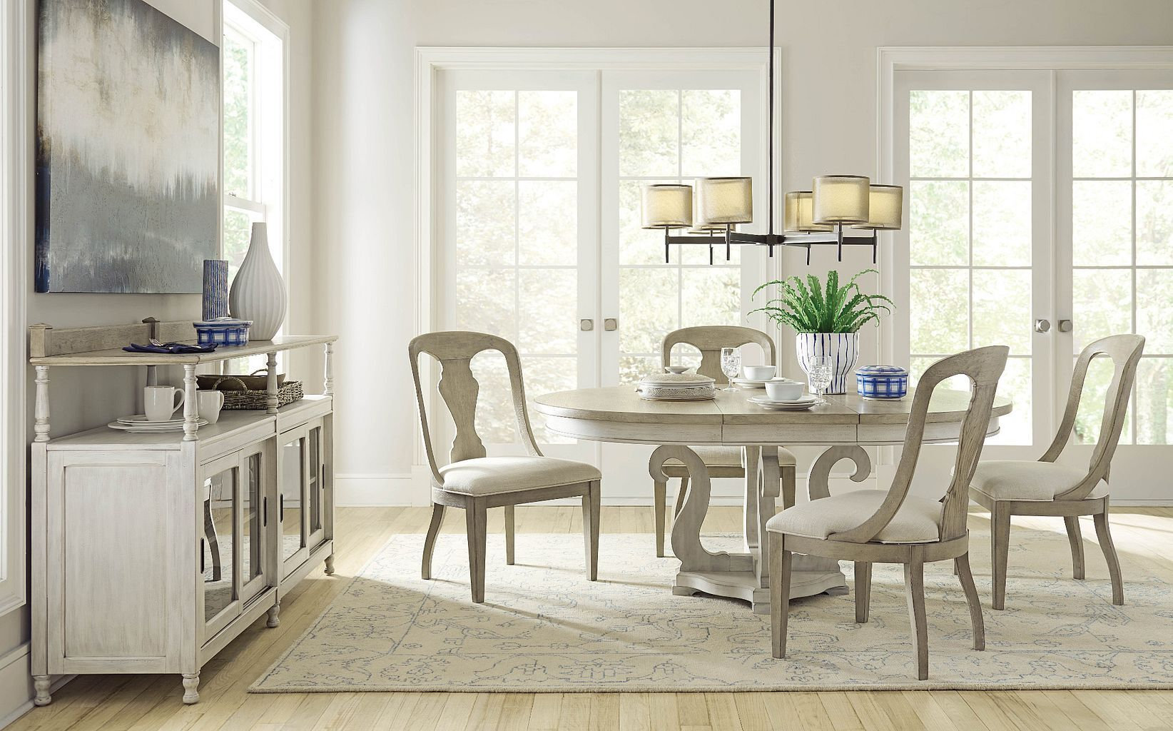 Litchfield Sussex Round Wood Extendable Dining Table