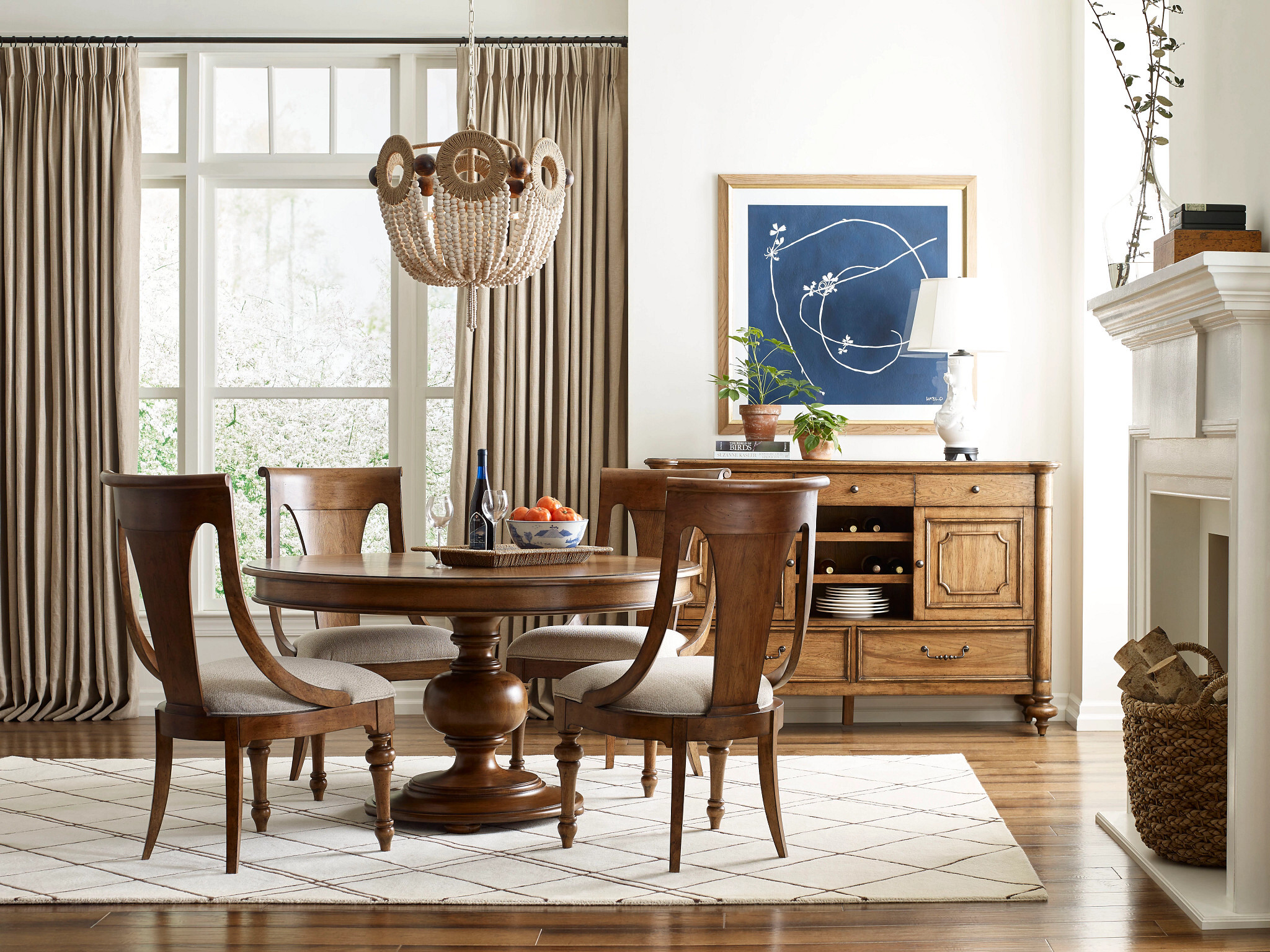 Berkshire Hillcrest Round Wood Extendable Dining Table