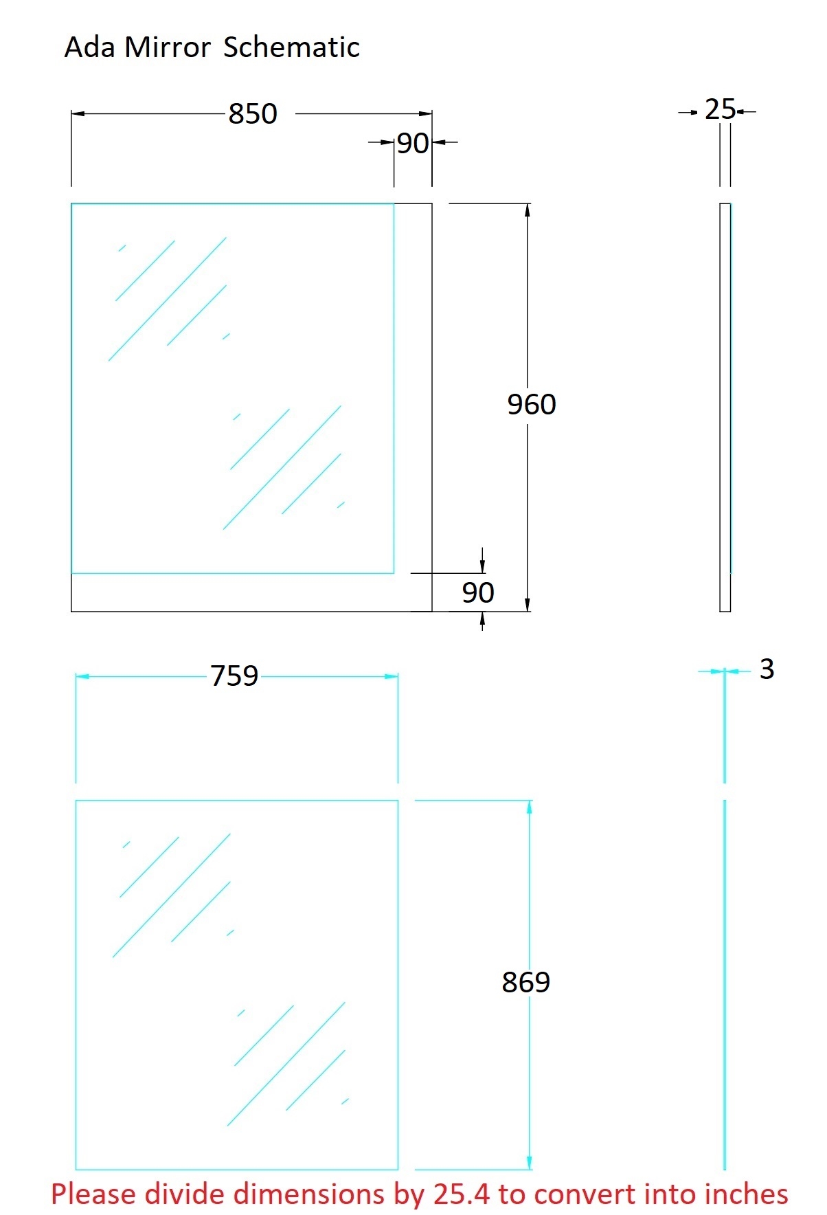 Ada Premium Rectangular Mirror
