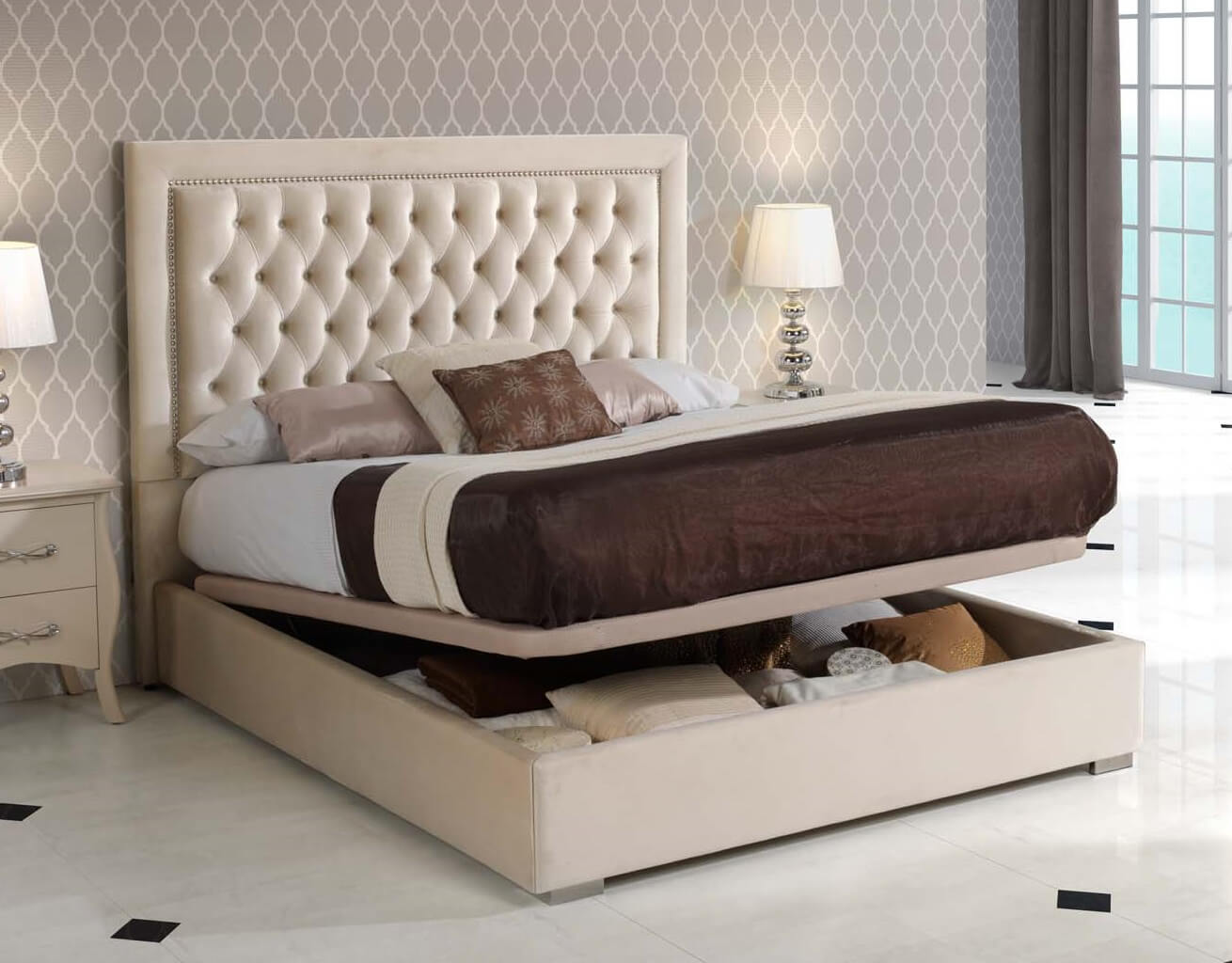 Adagio Microfiber Storage Platform Bed, Queen Size