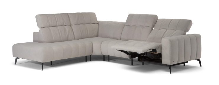 Portento Fabric/Leather L-Shaped Sectional Sofa, Comp 1