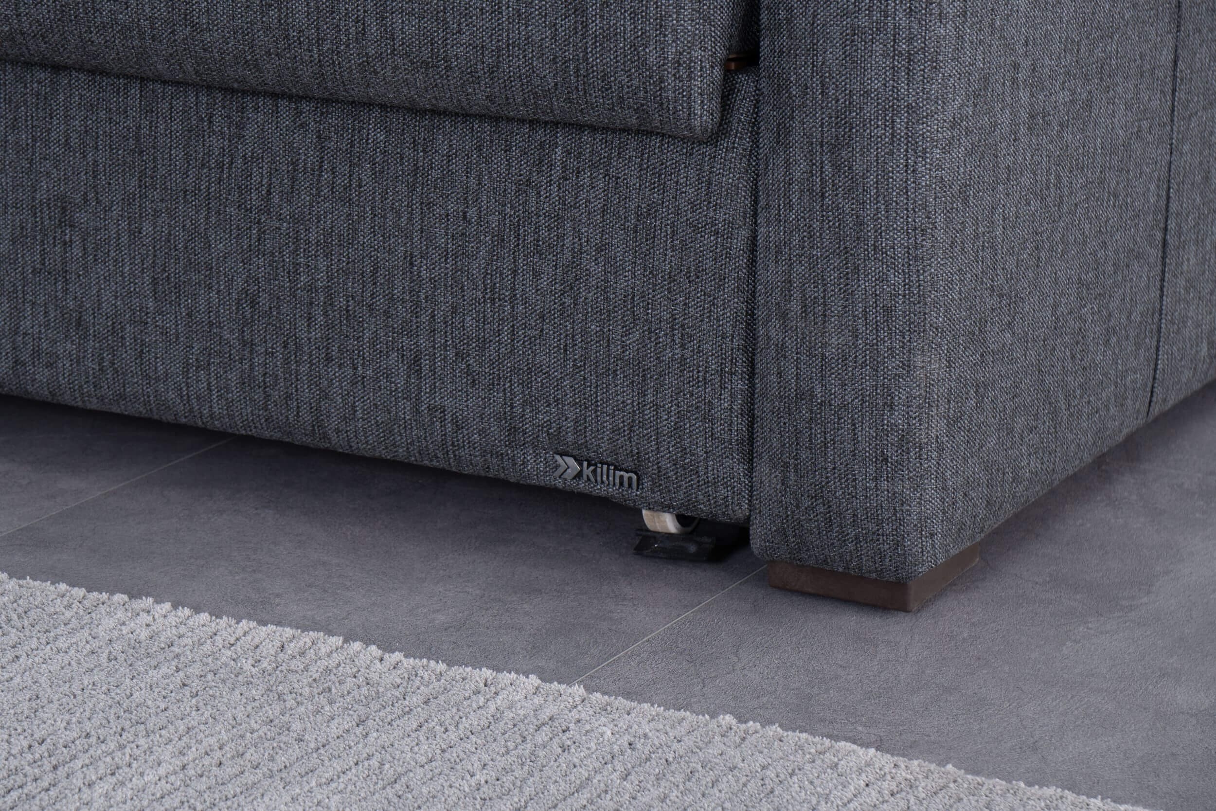Kilim Pull Out Gray Loveseat Leg Fabric