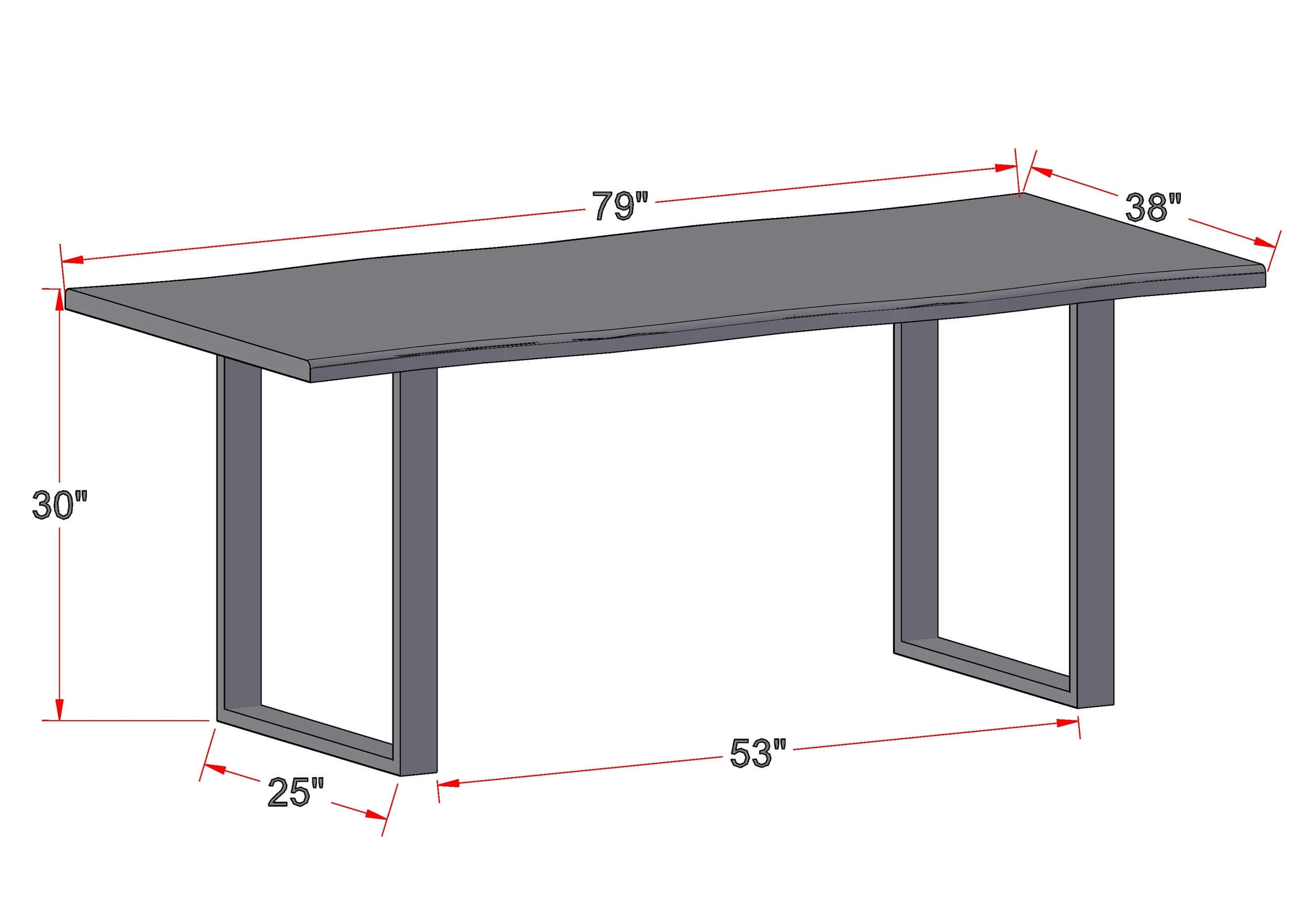 Alfi 79" Live Edge Solid Wood Dining Table with Sled base