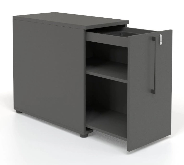 Boxi D32.3" Office Lockable Storage Tower w/2 Shelves & Pencil Tray, Right Hand