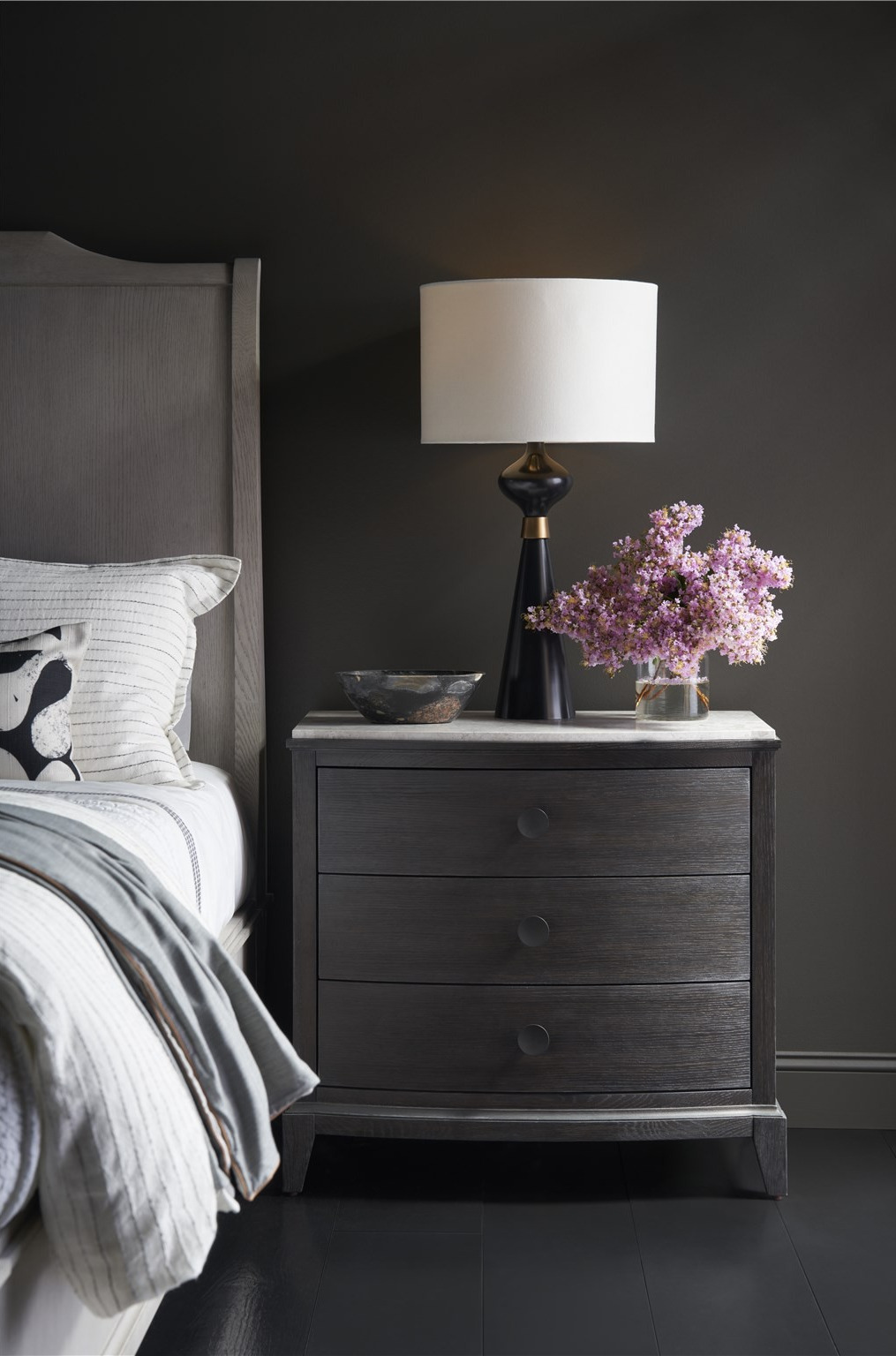 Coalesce Wood Stone Top Nightstand w/3 Drawers