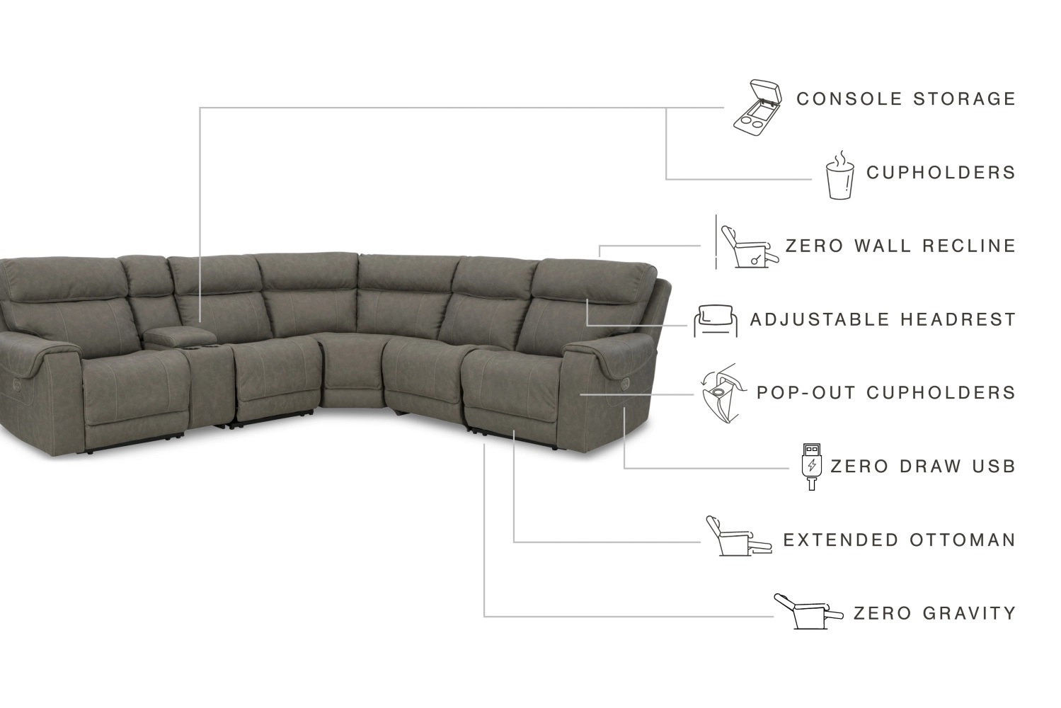 Starbot 7-Piece Polyester Power Reclining Sectional Sofa