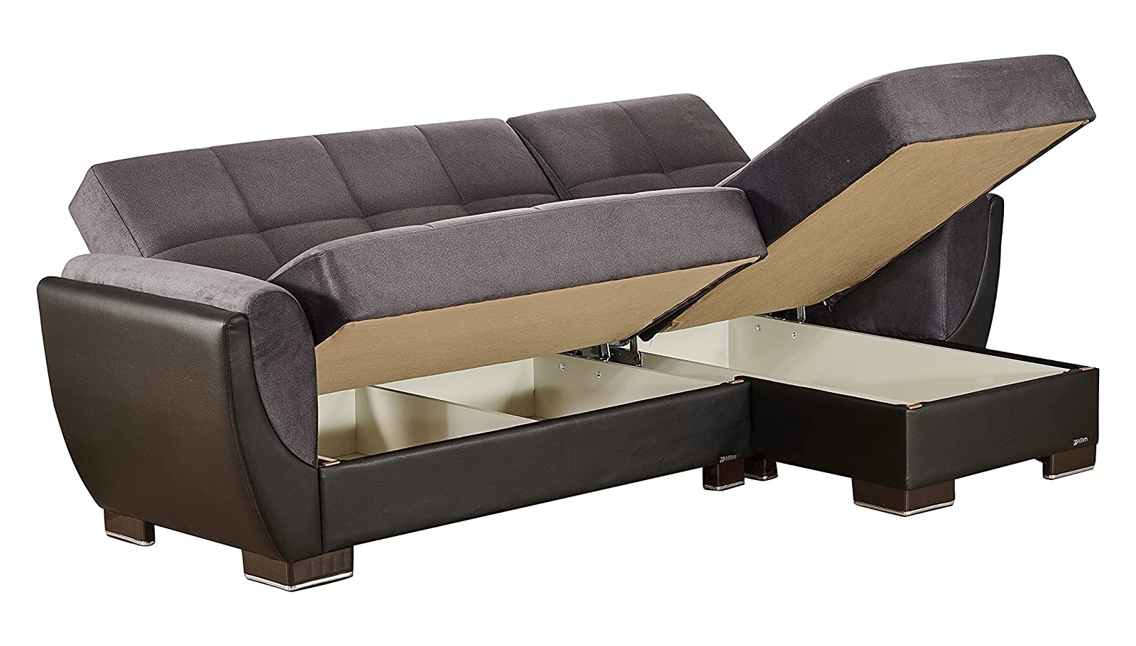 Armada Air Fabric/PU Convertible L-Shaped Lounge Sectional Sofa