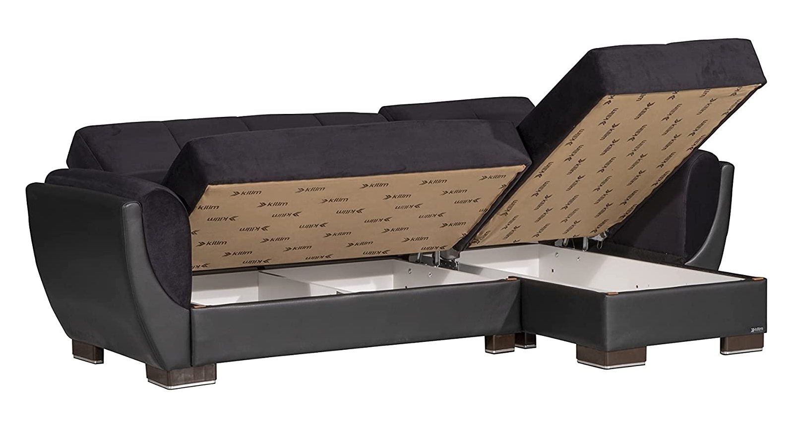 Armada Air Microfiber/PU Convertible L-Shaped Lounge Sectional Sofa
