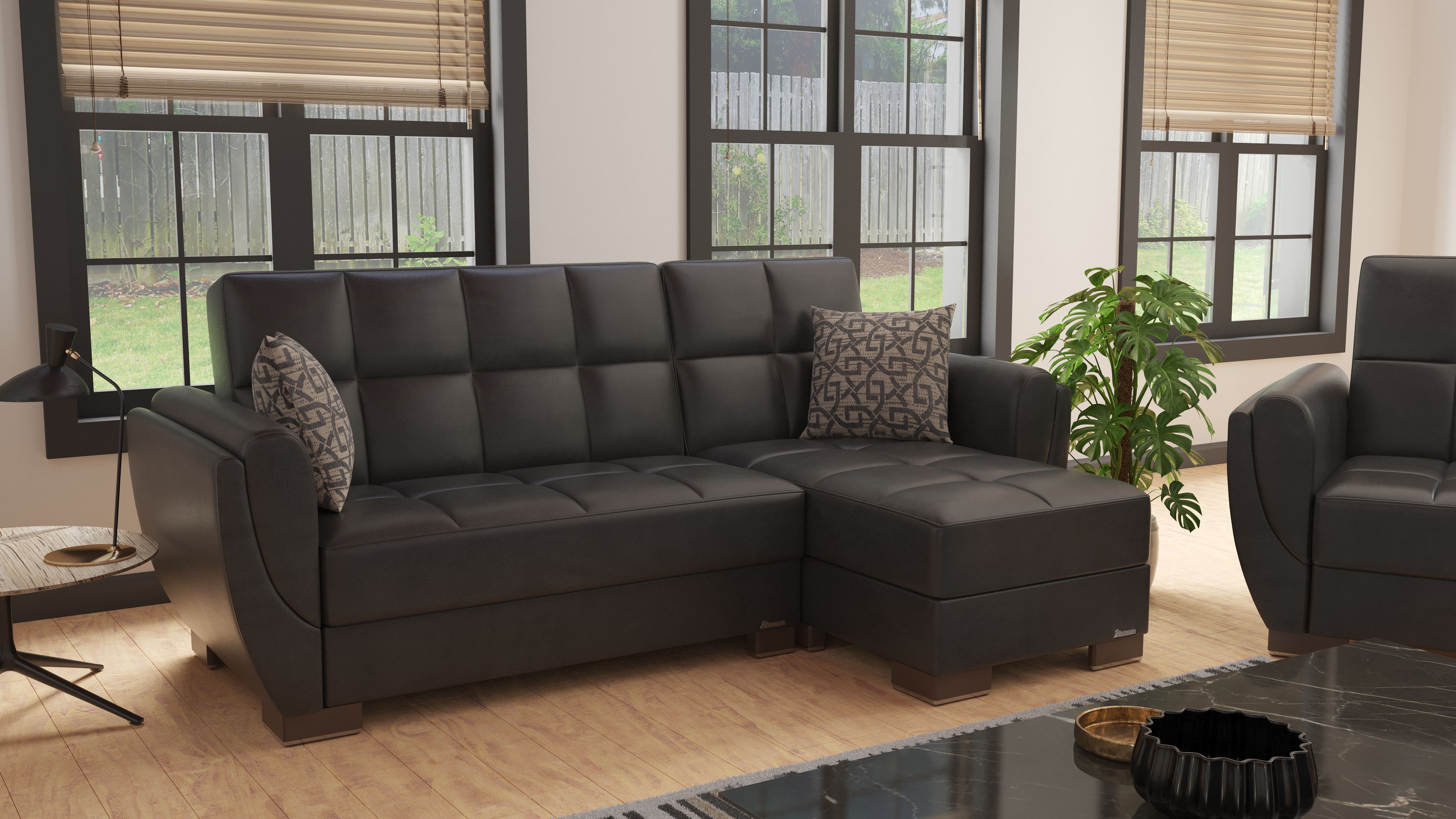 Armada Air PU Convertible L-Shaped Lounge Sectional Sofa