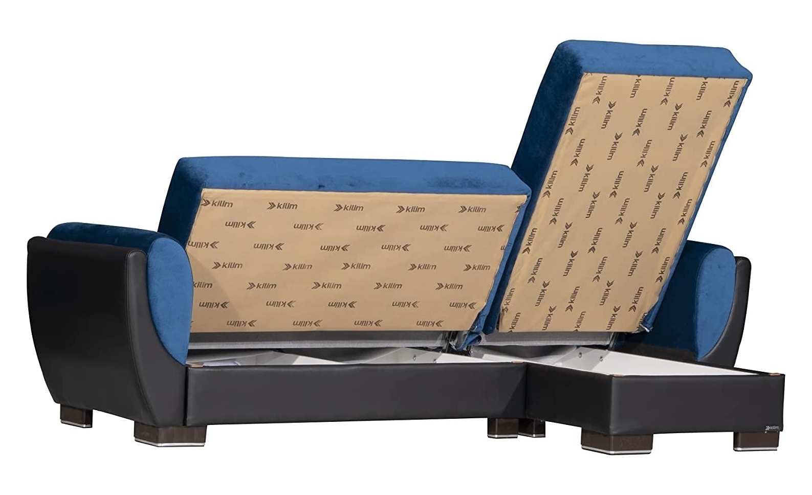 Ottomanson Origins Air Modern Convertible L-Shaped Sectional Sofa, Turquoise Color Microfiber