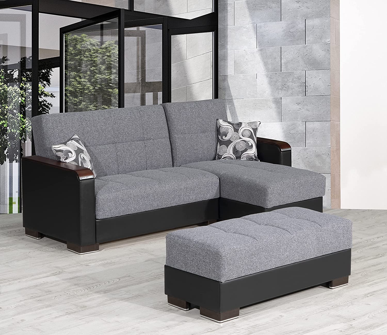Armada X Fabric/PU Convertible L-Shaped Lounge Sectional Sofa
