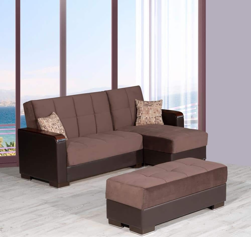 Armada X Microfiber/PU Convertible L-Shaped Lounge Sectional Sofa
