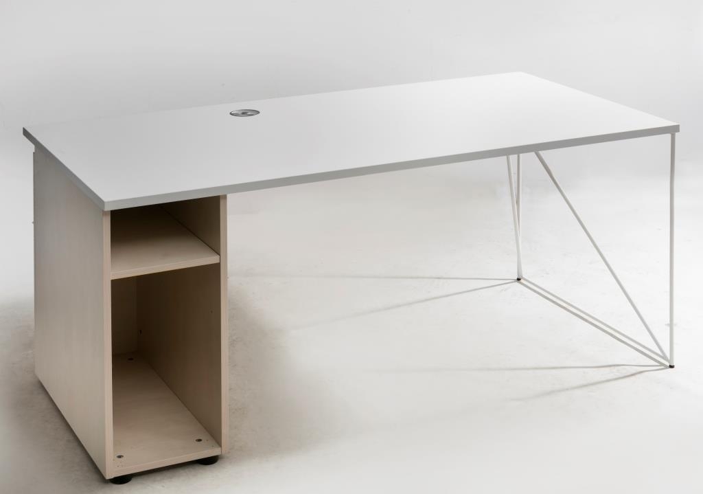 Air 62.9" Straight Office Desk w/Cable Port & Open Cupboard