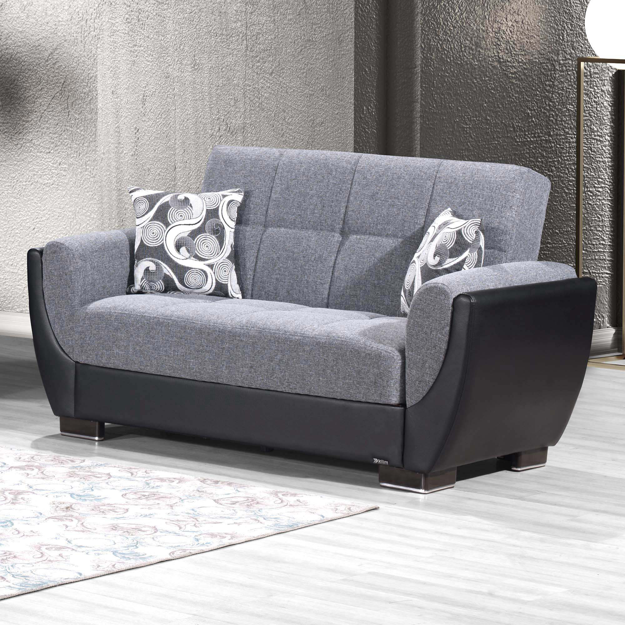 Armada Air Fabric/PU Convertible Loveseat