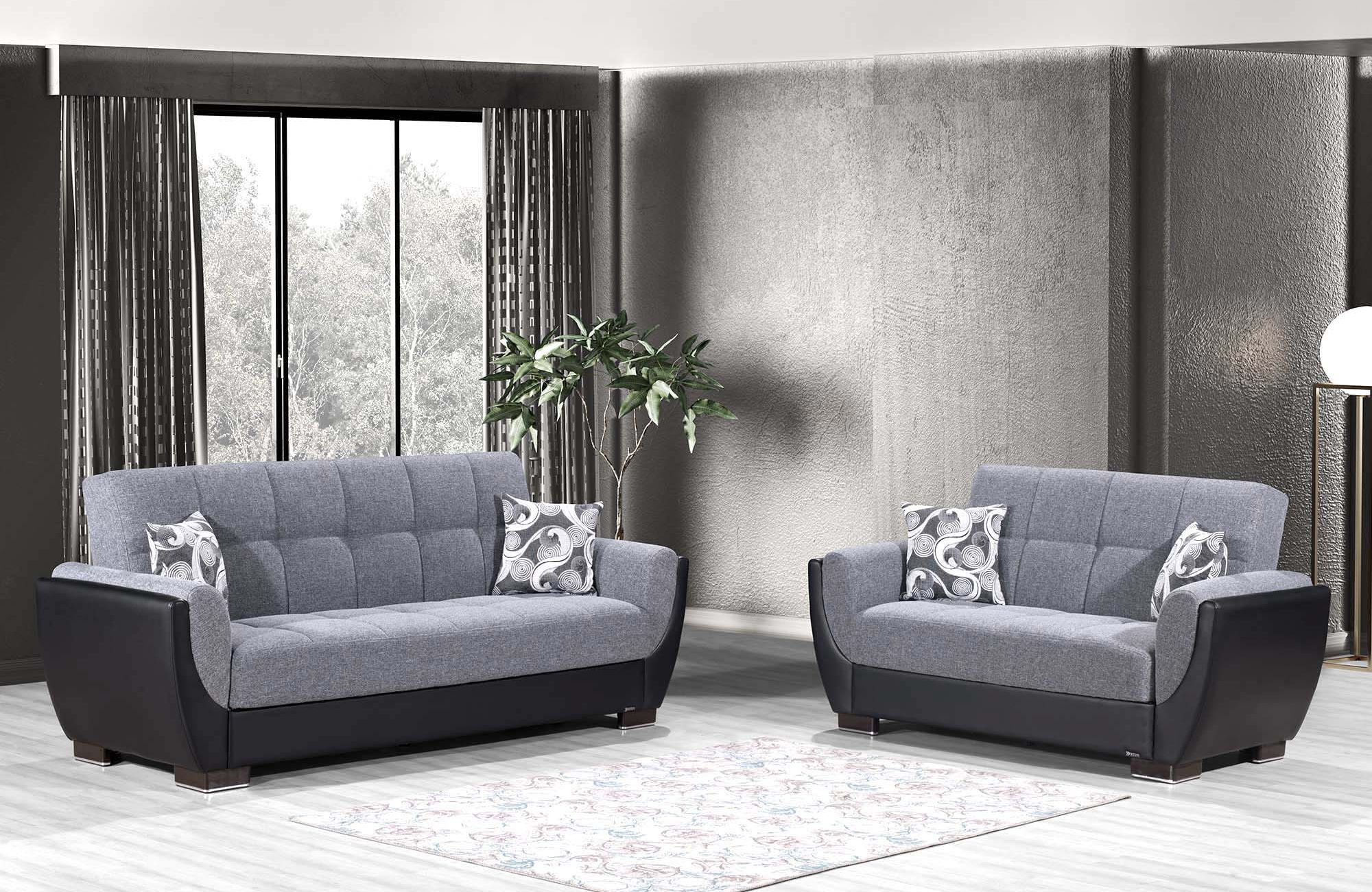Armada Air Fabric/PU Convertible Loveseat
