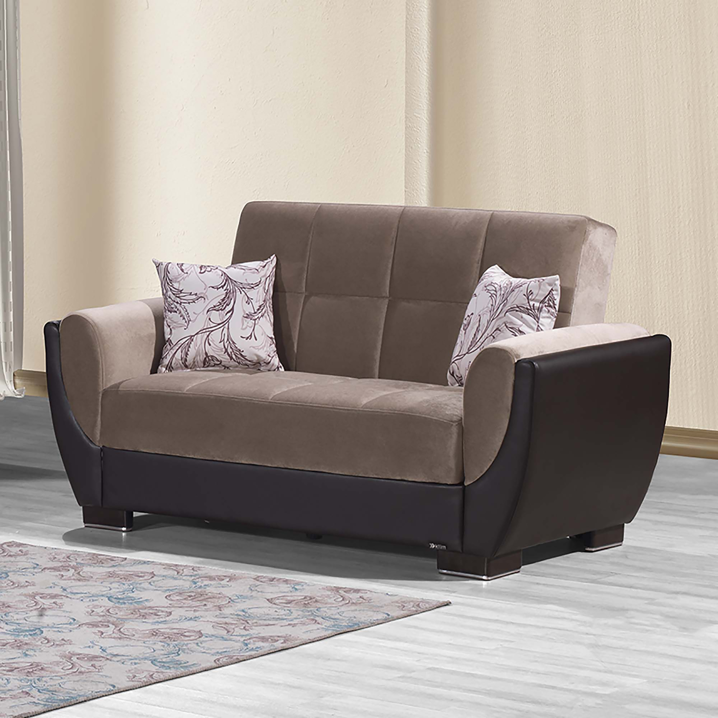Armada Air Fabric/PU Convertible Loveseat