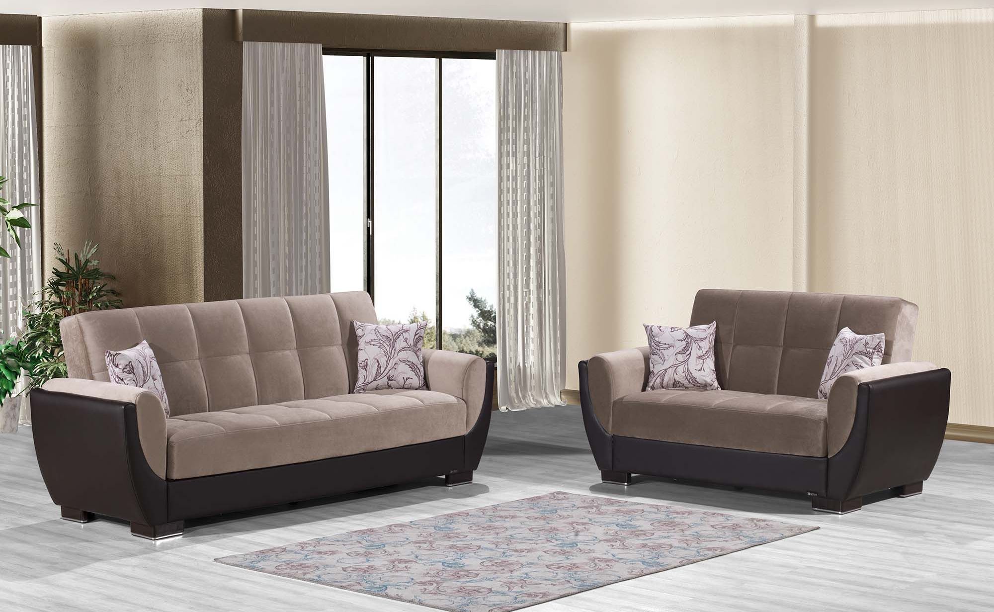 Armada Air Fabric/PU Convertible Loveseat