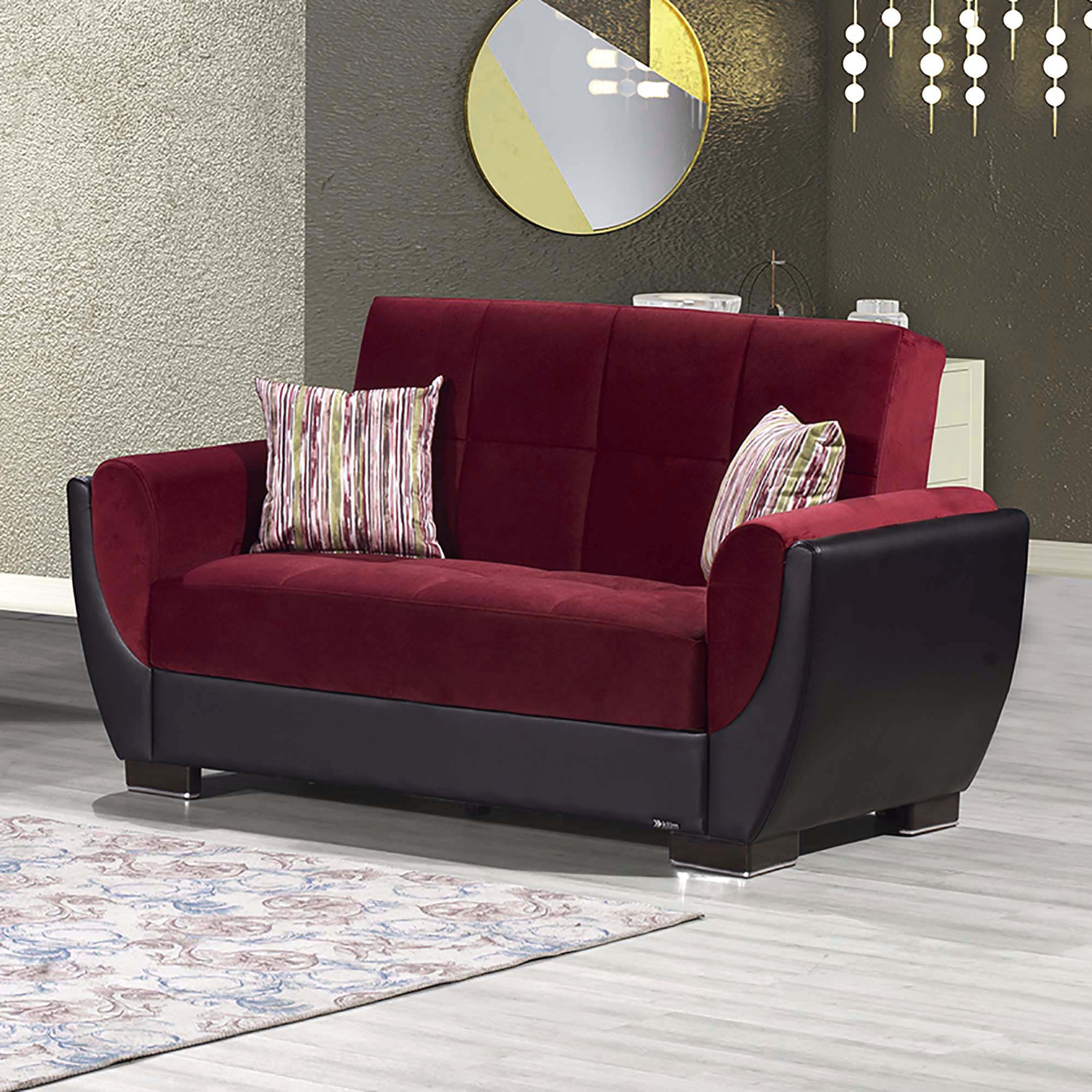 Armada Air Fabric/PU Convertible Loveseat
