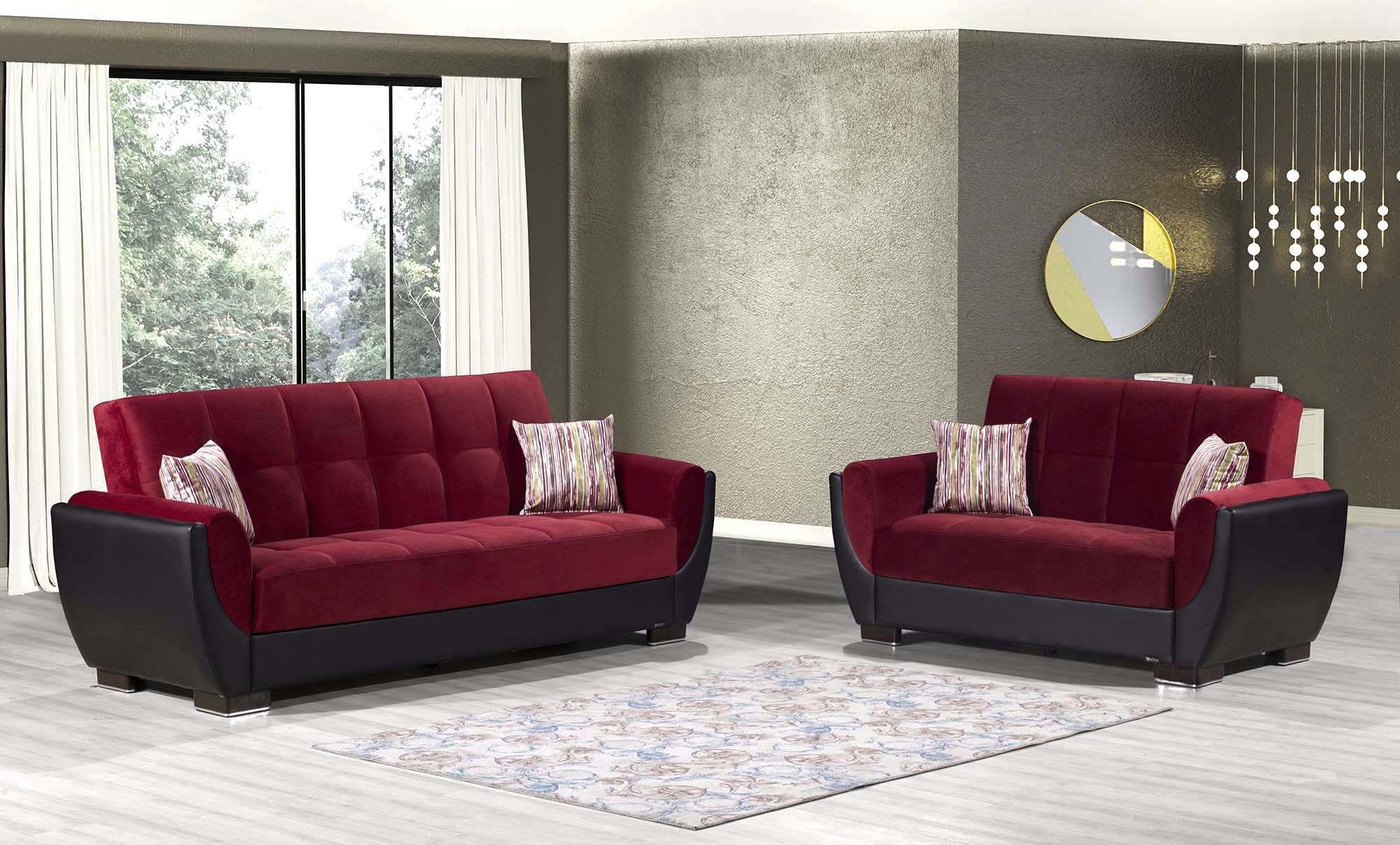Armada Air Fabric/PU Convertible Loveseat