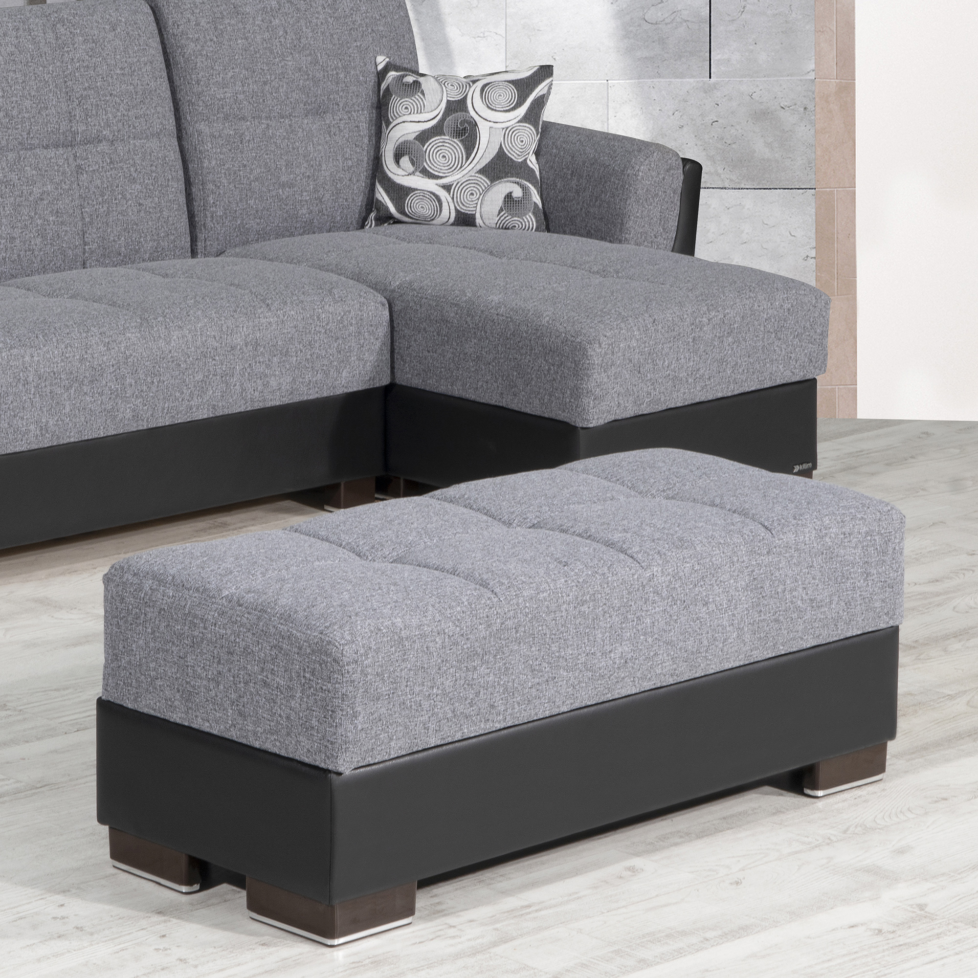 Armada Air Chenille Fabric/PU Storage Ottoman