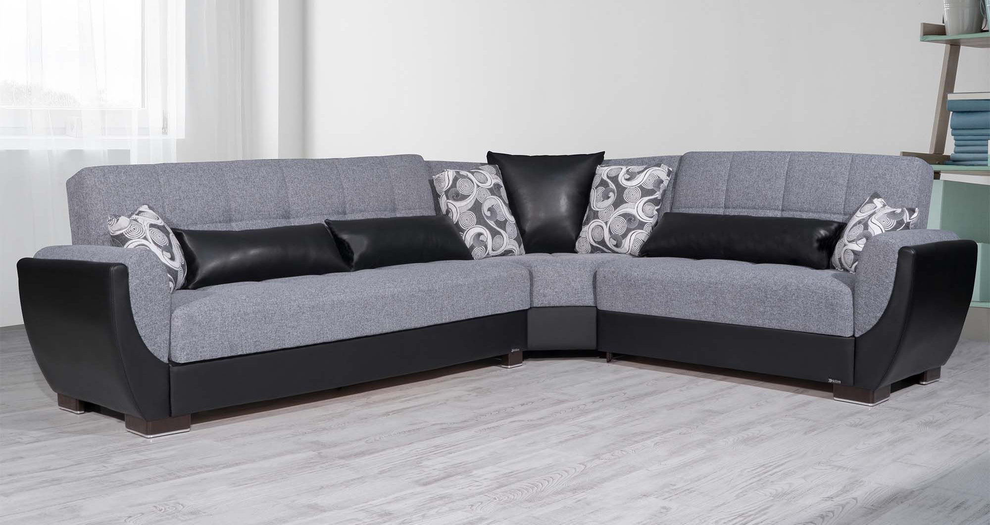 Armada Air Fabric/PU Convertible L-Shaped Sectional Sofa