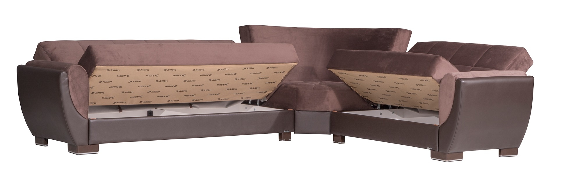 Armada Air Brown PU 116 Corner Sectional Sofa Sleeper
